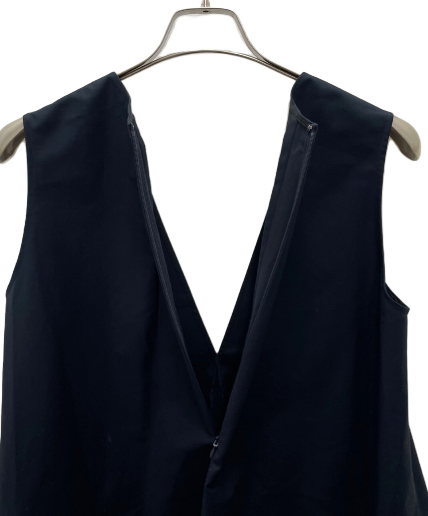 【美品】LOHEN ローヘン ノースリーブ Aラインワンピース ネイビー 38 中古・古着通販】LOHEN (ローヘン) VネックノースリーブAライン