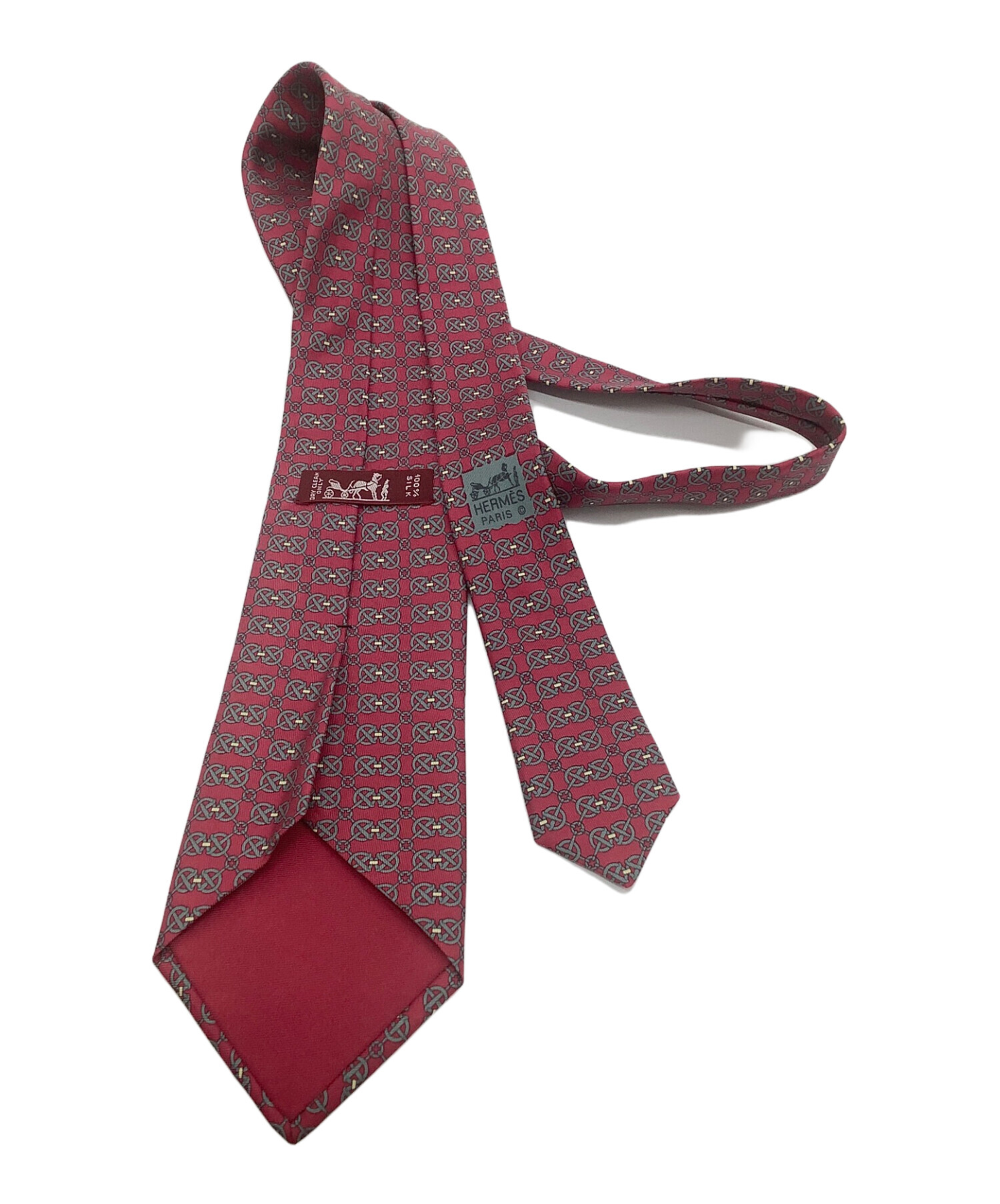 HERMES エルメス アスコットタイ シルク ネクタイ ボルドー 中古・古着通販】HERMES (エルメス) ネクタイ ボルドー サイズ