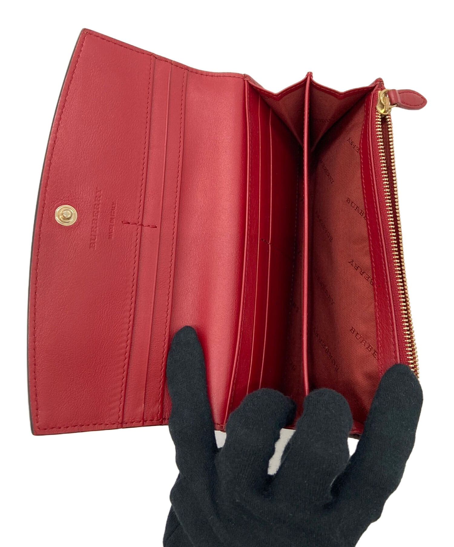 Burberry 長財布 赤 中古・古着通販】BRBERRY (バーバリー) 長財布 レッド｜ブランド・古着
