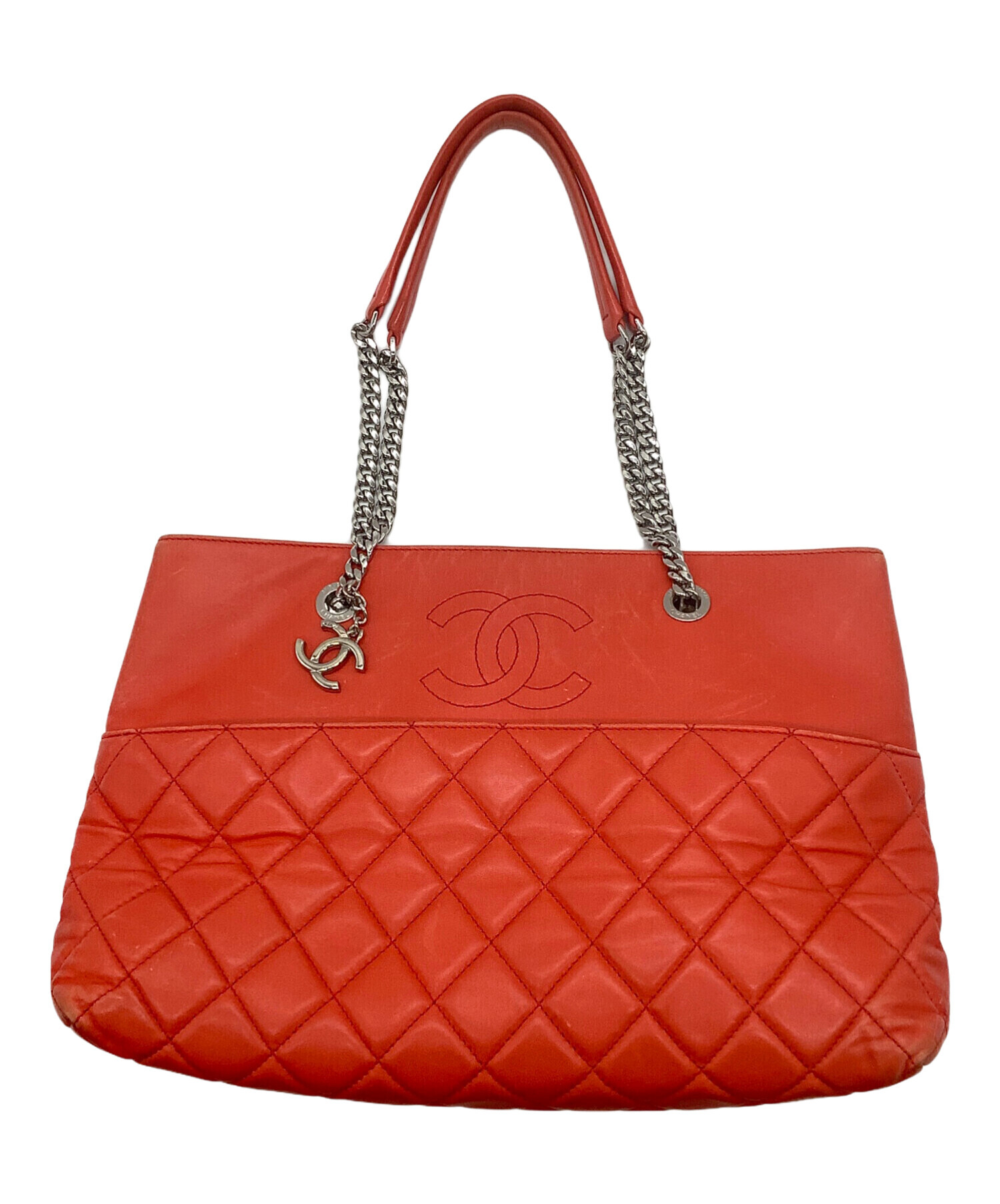 中古・古着通販】CHANEL (シャネル) チェーントートバッグ レッド 