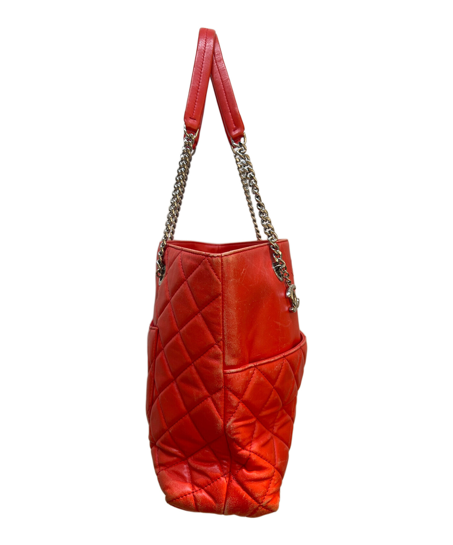 中古・古着通販】CHANEL (シャネル) チェーントートバッグ レッド