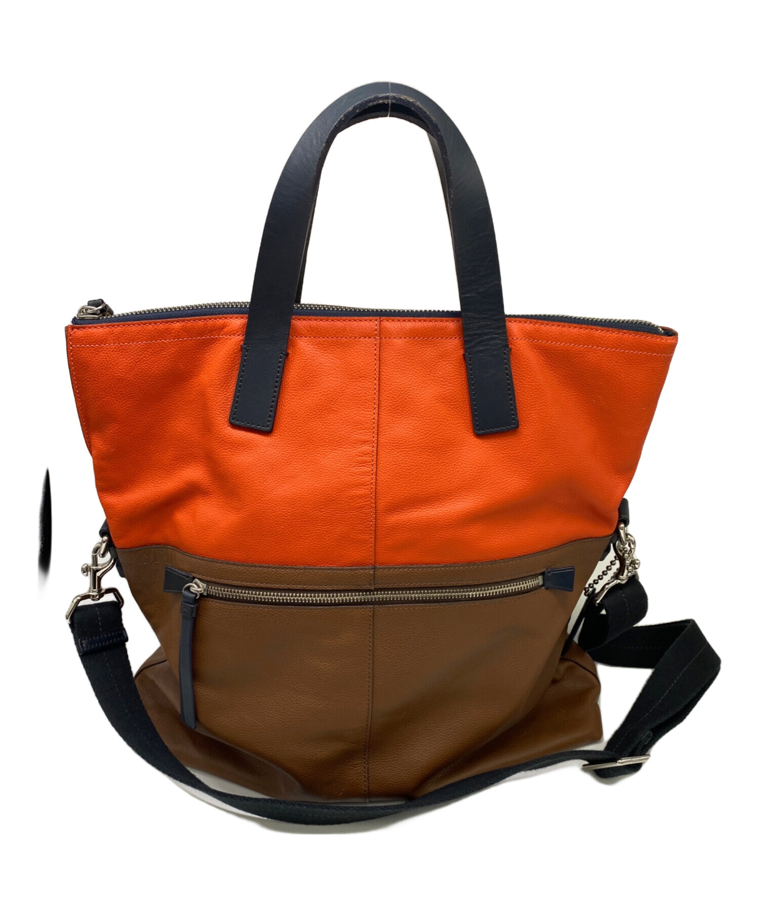 中古・古着通販】COACH (コーチ) 2WAYバッグ オレンジ×ブラウン サイズ 