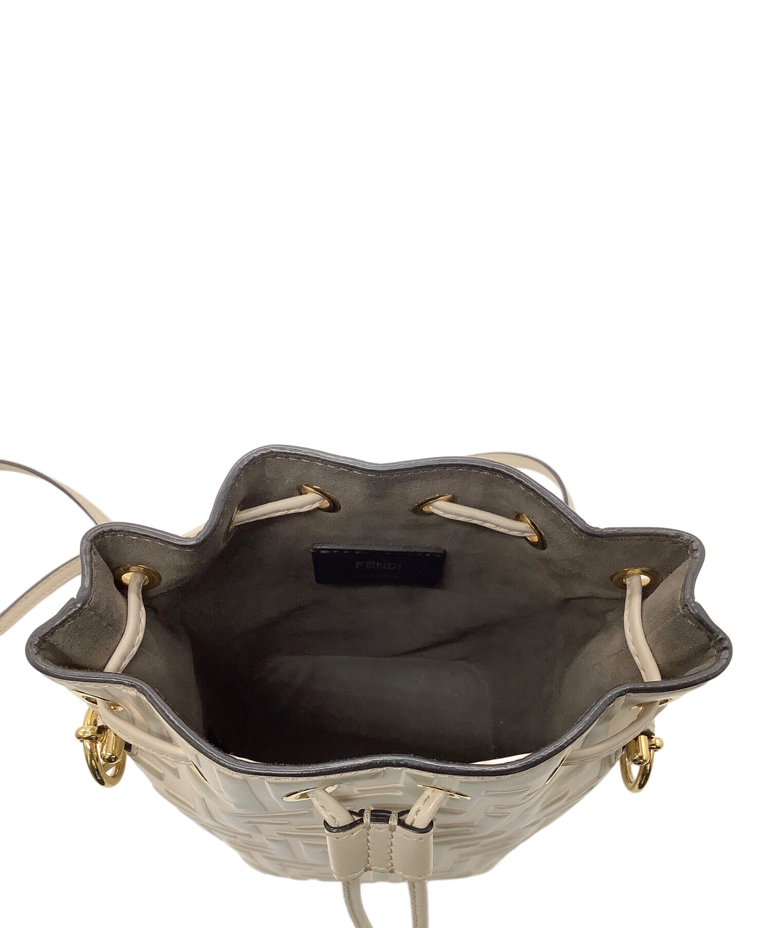 FENDI 巾着　ポーチ　ショルダーバッグ 中古・古着通販】FENDI (フェンディ) 巾着ショルダーバッグ ホワイト