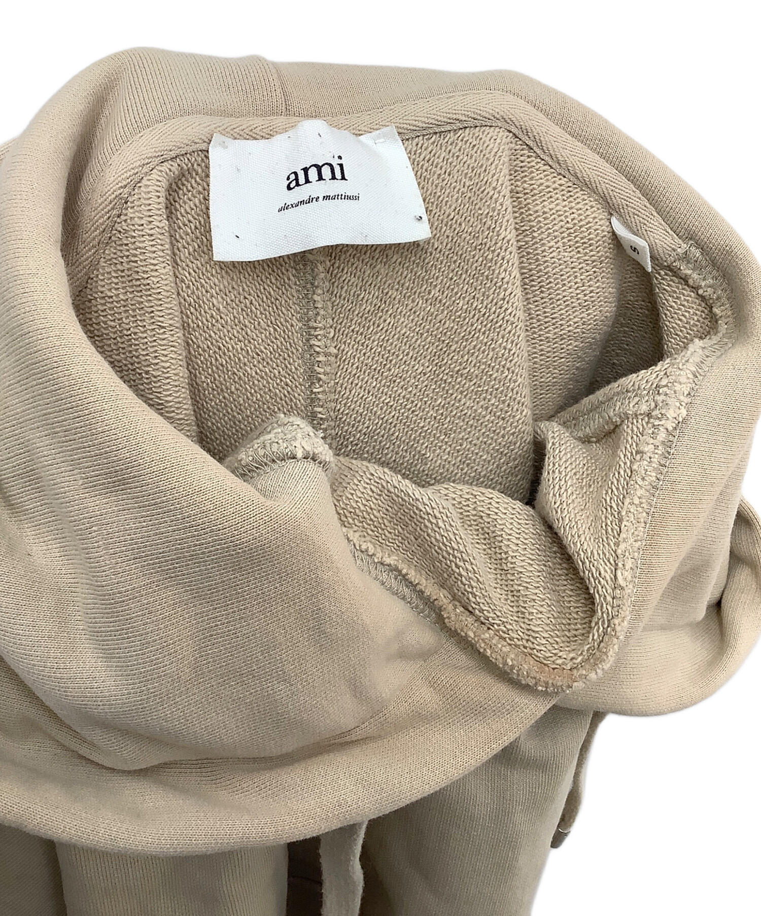 ami paris ベージュ フード付きパーカー ハートロゴ　正規品 中古・古着通販】ami (アミ) ハートロゴプルオーバーパーカー ベージュ