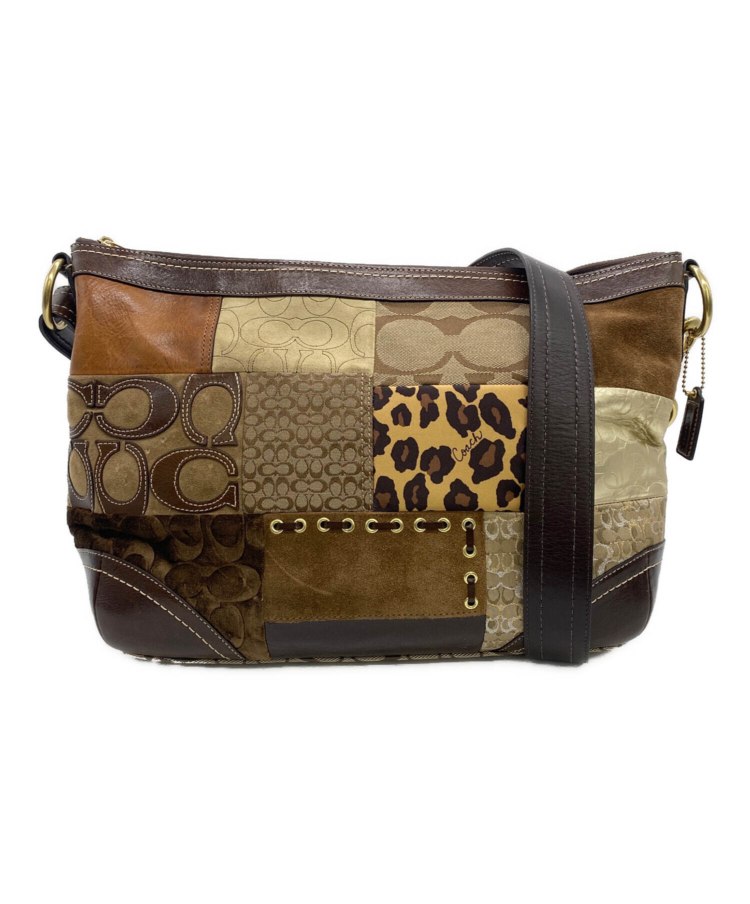 中古・古着通販】COACH (コーチ) ショルダーバッグ ブラウン×ベージュ 