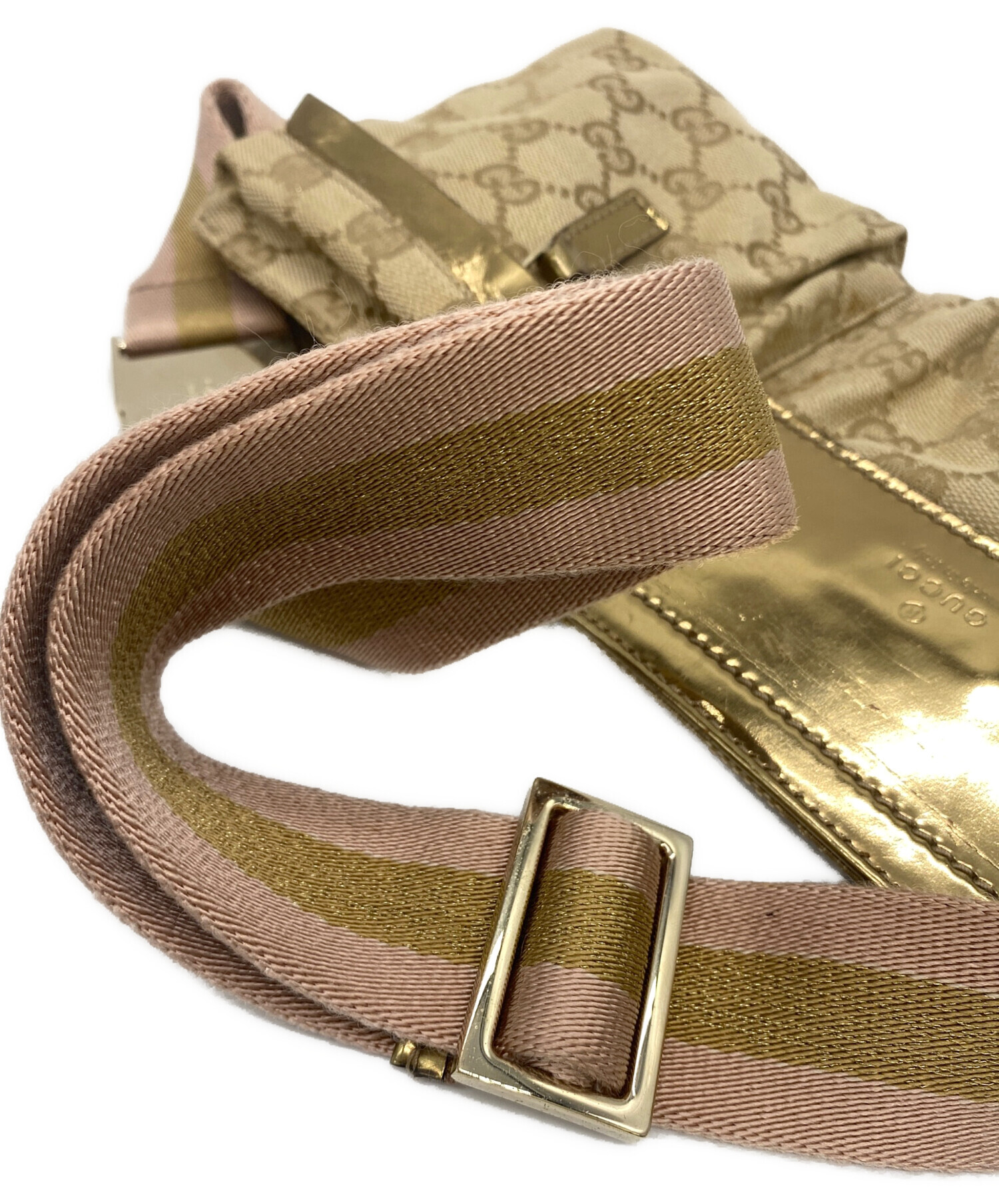 中古・古着通販】GUCCI (グッチ) ウエストポーチ ゴールド×ベージュ