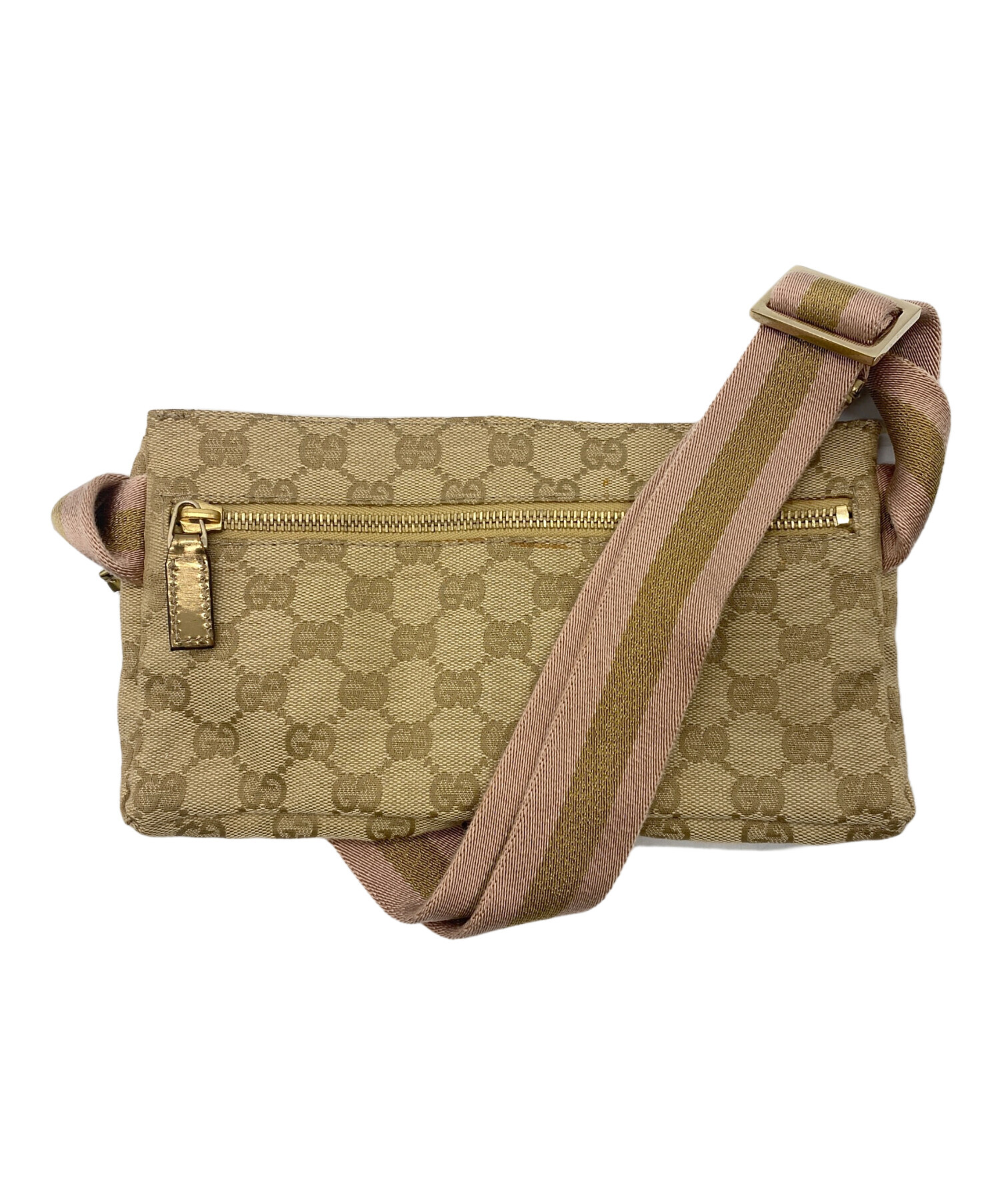 中古・古着通販】GUCCI (グッチ) ウエストポーチ ゴールド×ベージュ