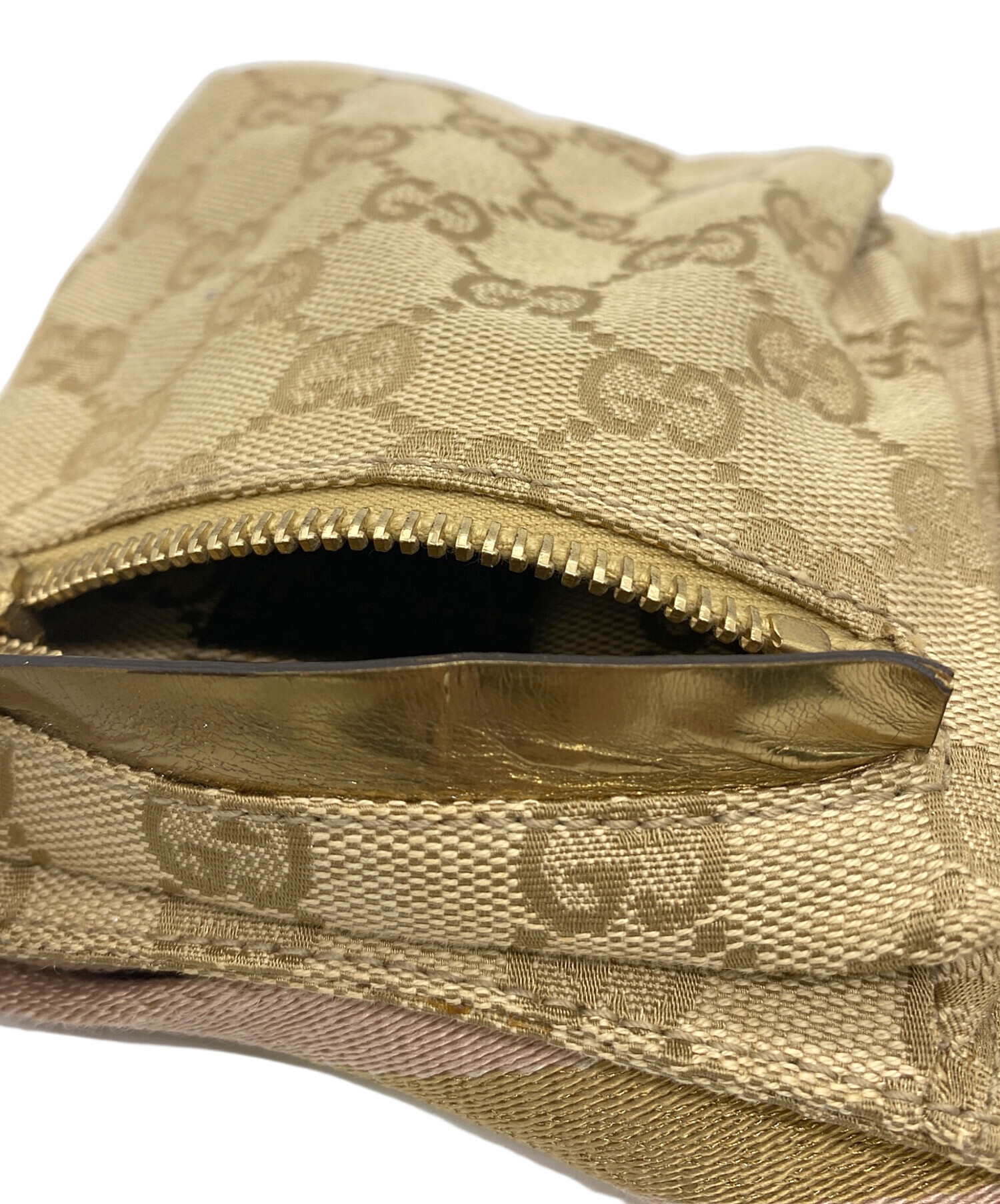 中古・古着通販】GUCCI (グッチ) ウエストポーチ ゴールド×ベージュ