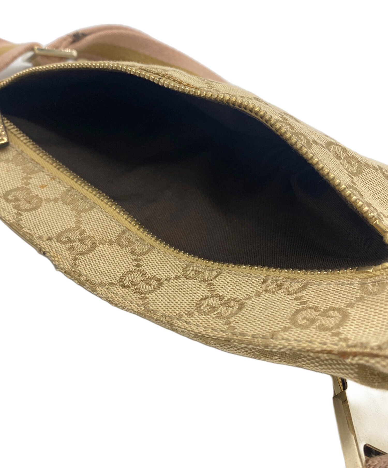 中古・古着通販】GUCCI (グッチ) ウエストポーチ ゴールド×ベージュ