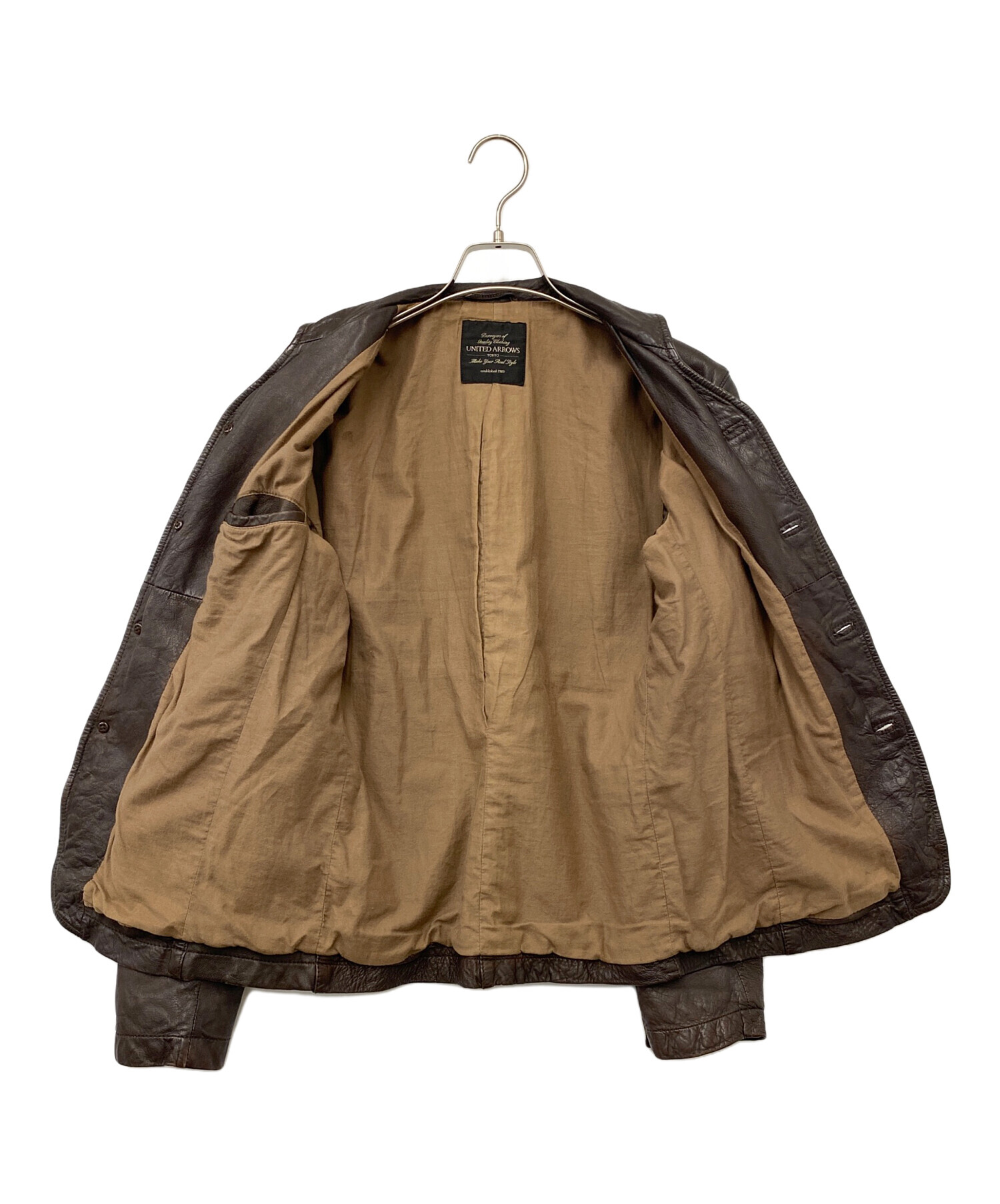 【希少】未使用品　ユナイテッドアローズ　レザーブルゾン　大人気　ブラウン　M 中古・古着通販】UNITED ARROWS (ユナイテッドアローズ) レザー
