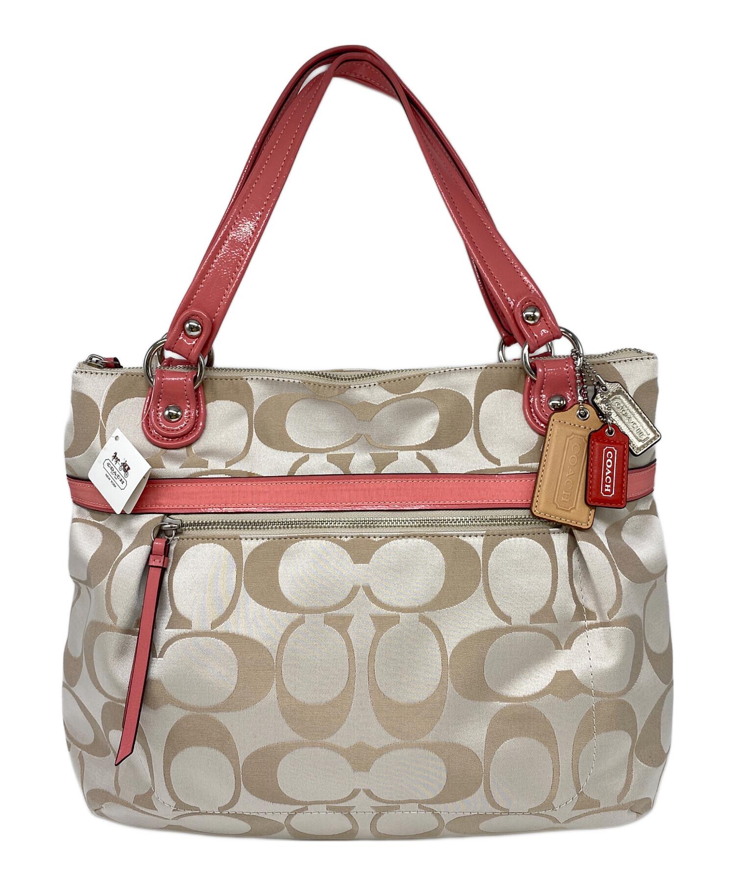 中古・古着通販】COACH (コーチ) トートバッグ ベージュ×ピンク