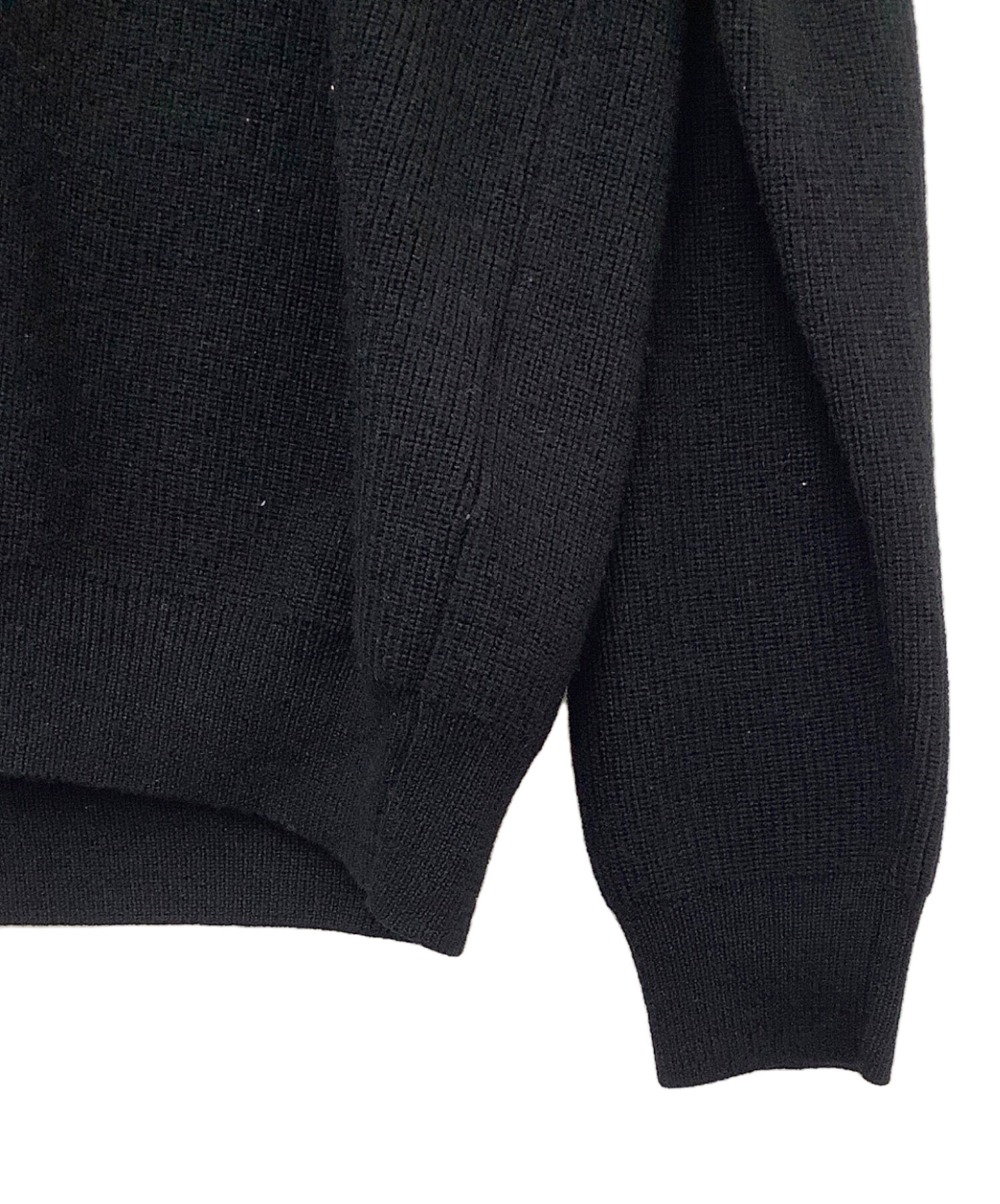 モンクレール MONCLER ハーフジップ ニット 衣料品 トップス ウール レディース ブラック系 9F00001 【中古】 MONCLER - モンクレール MONCLER ハーフジップ ニット 衣料品 トップス
