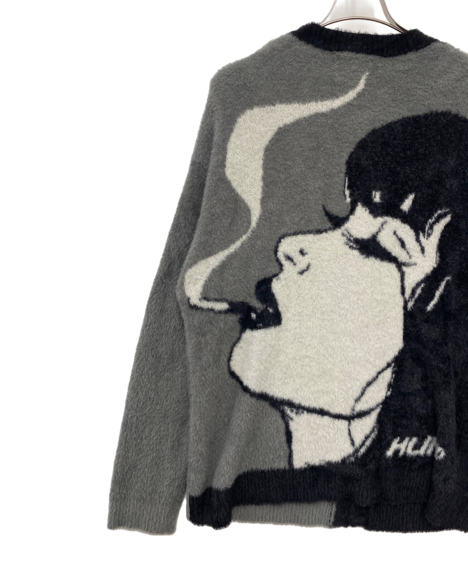 中古・古着通販】HUF (ハフ) ニットカーディガン ブラック×グレー