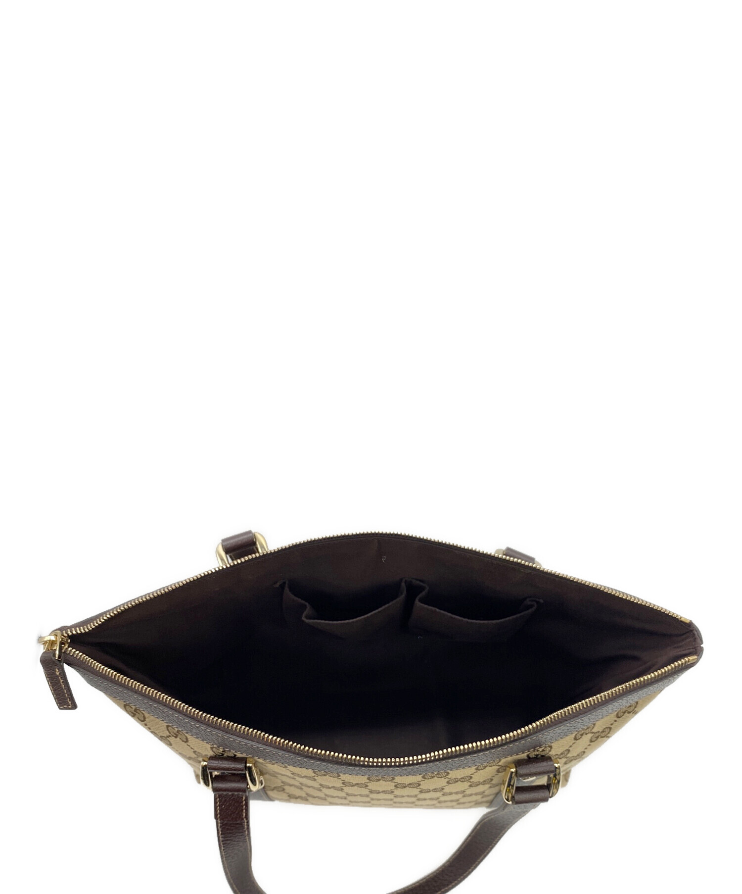 GUCCI ベージュ ブラウン トートバッグ 中古・古着通販】GUCCI (グッチ) キャンバストートバッグ ベージュ