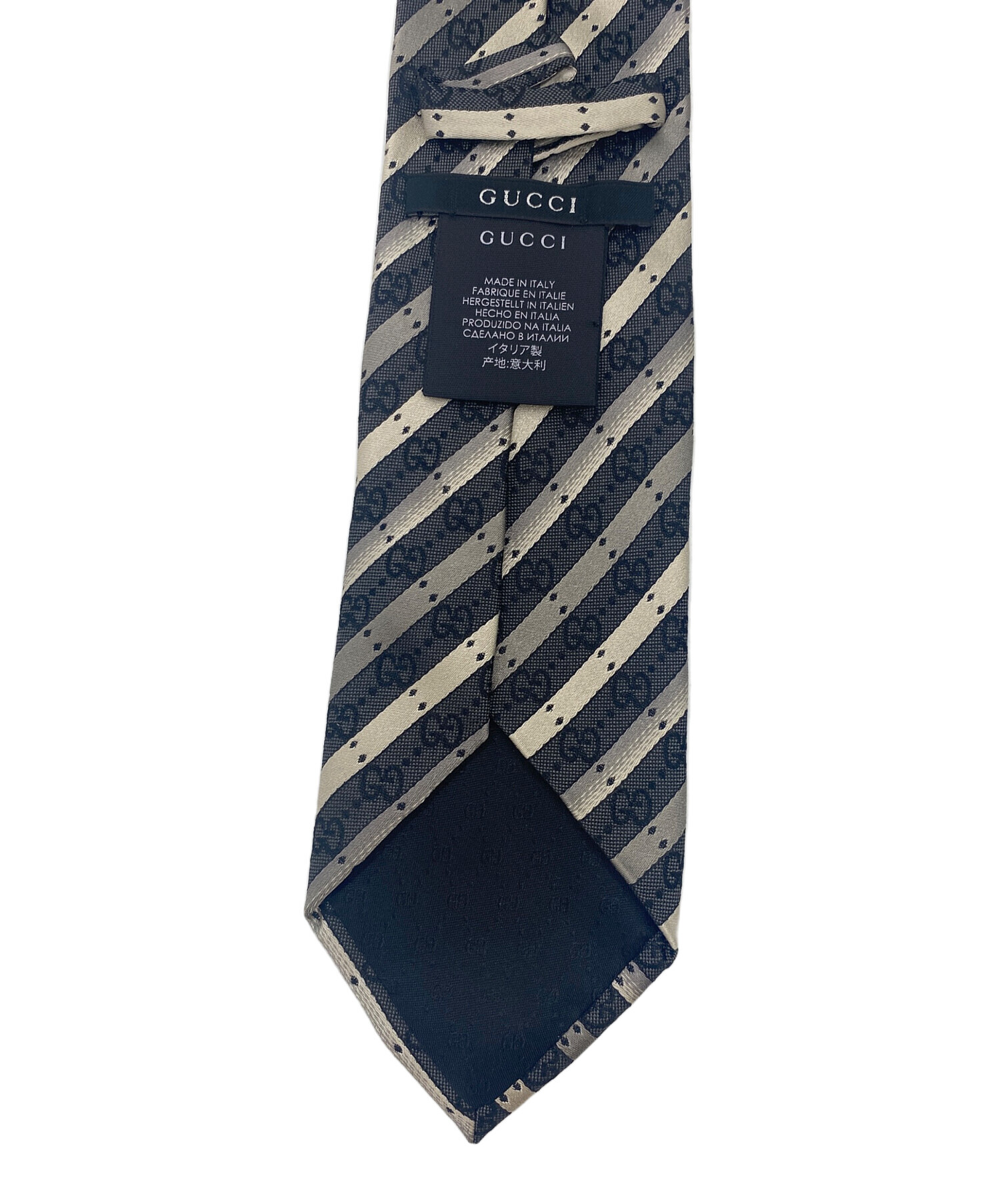 中古・古着通販】GUCCI (グッチ) ネクタイ ブラック×グレー サイズ 
