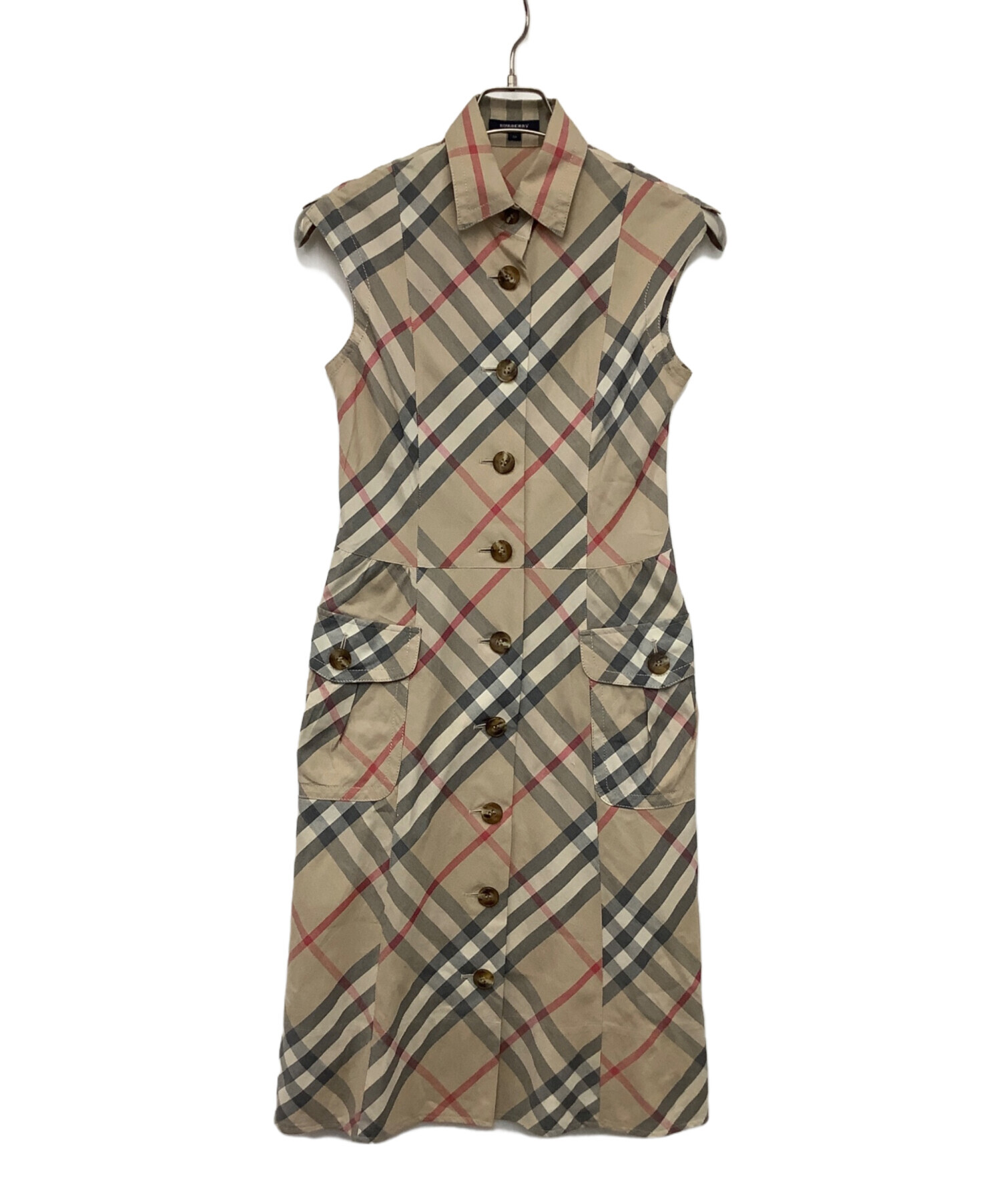 BURBERRY ベージュ 半袖 ワンピース 38 中古・古着通販】BURBERRY (バーバリー) 半袖ワンピース ベージュ