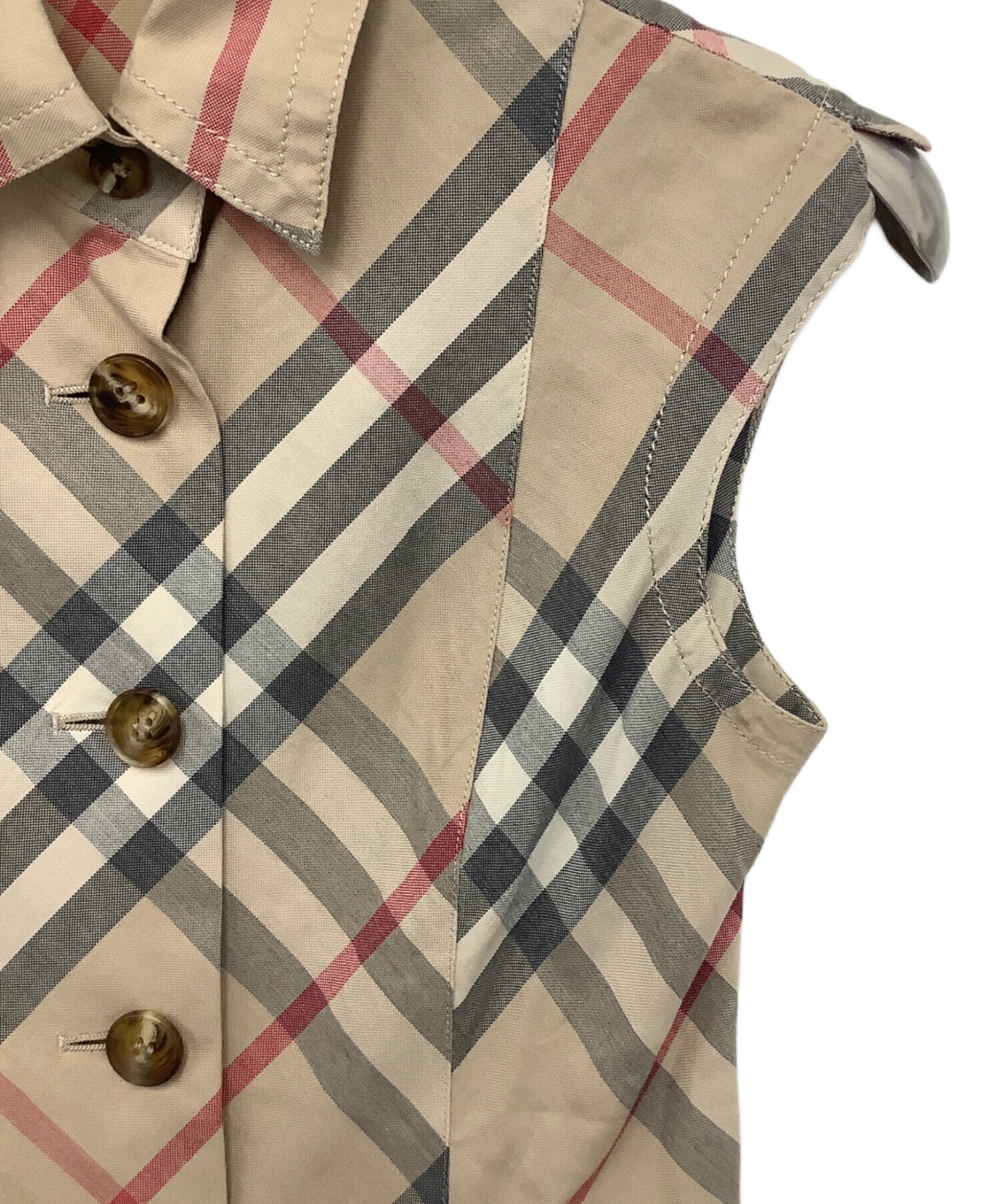 BURBERRY ベージュ 半袖 ワンピース 38 中古・古着通販】BURBERRY (バーバリー) 半袖ワンピース ベージュ