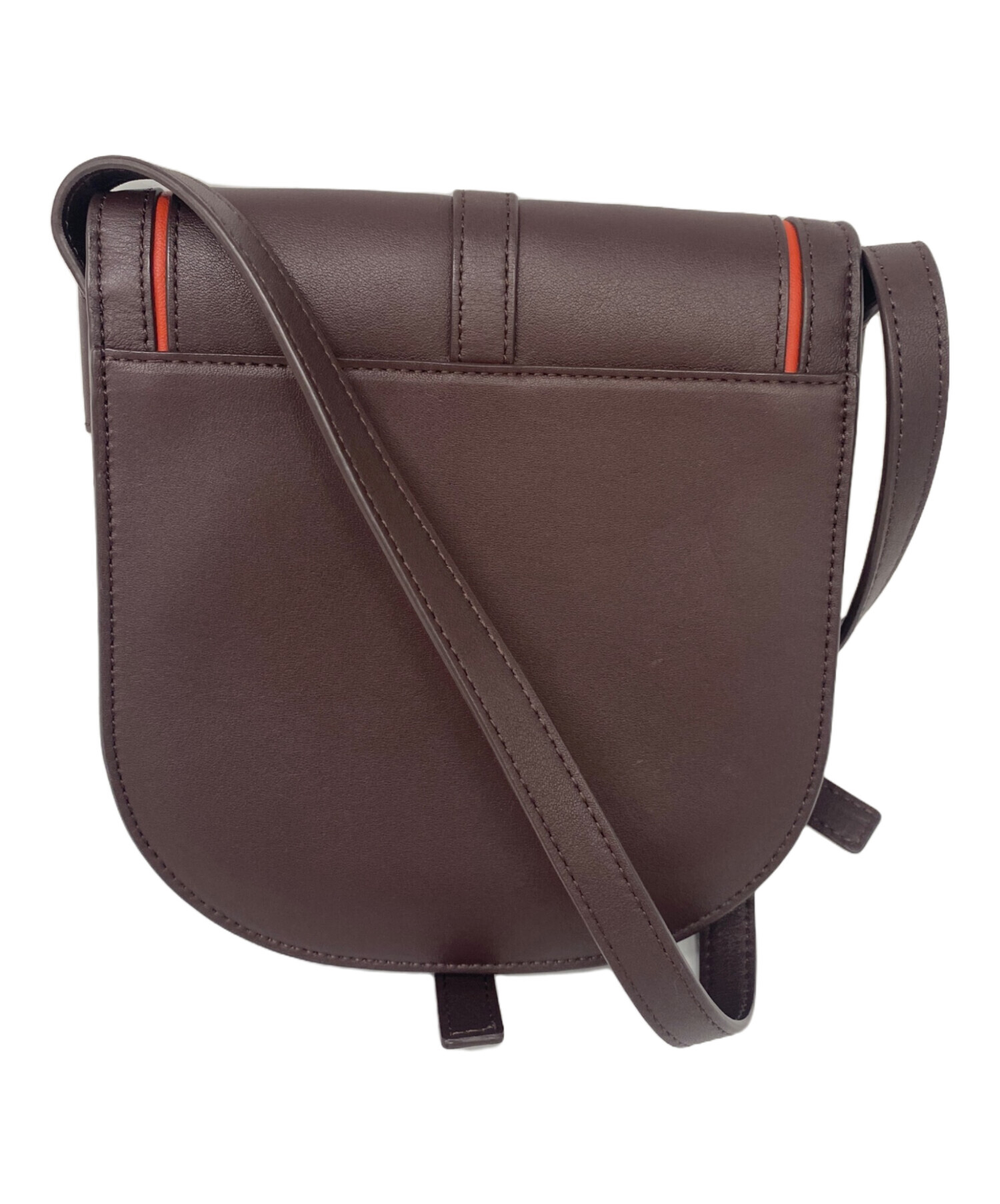 ポールスミス Paul Smith ボディバッグ レザー ダークブラウン 赤 中古・古着通販】PAUL SMITH (ポールスミス) ショルダーバッグ