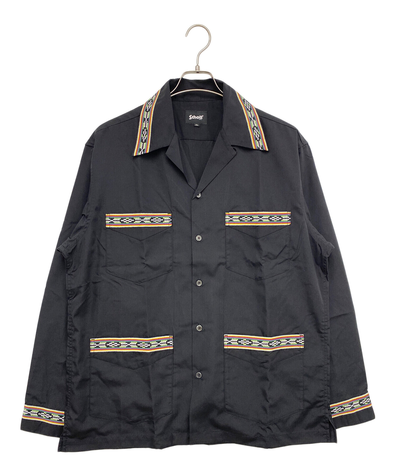 Schott ブラック 長袖シャツ XL 中古・古着通販】Schott (ショット) 長袖シャツ ブラック サイズ:2XL