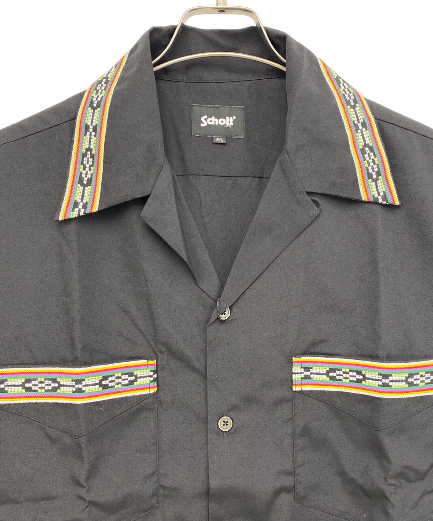中古・古着通販】Schott (ショット) 長袖シャツ ブラック サイズ:2XL