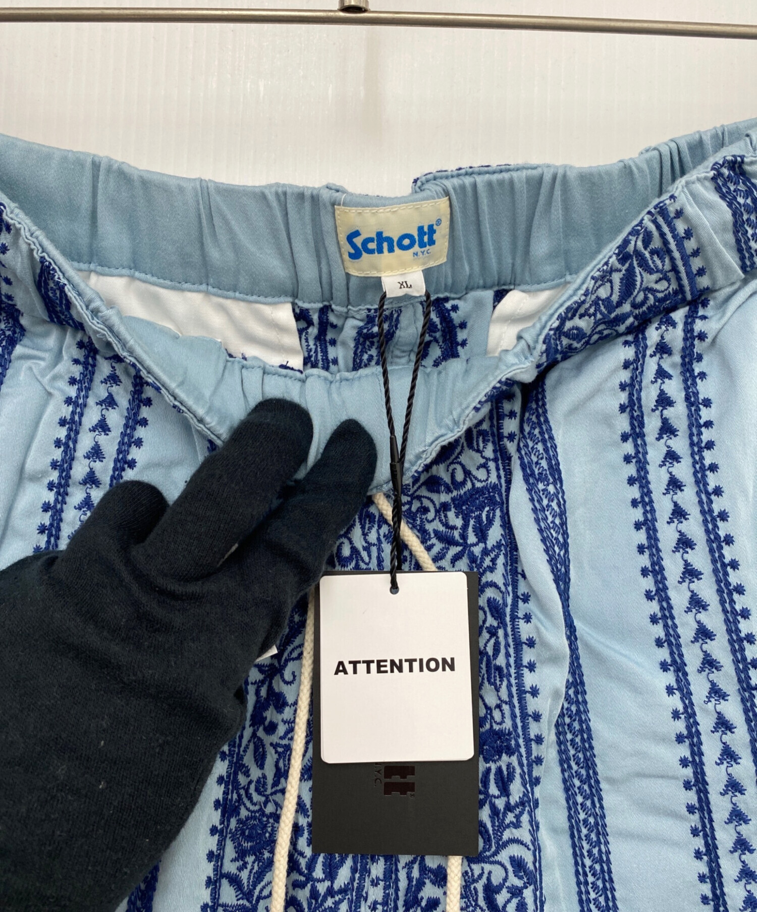 Schott EMBROIDERY 刺繍ショーツ L E261245 中古・古着通販】Schott (ショット) 刺繍ショーツ ブルー サイズ:XL 未