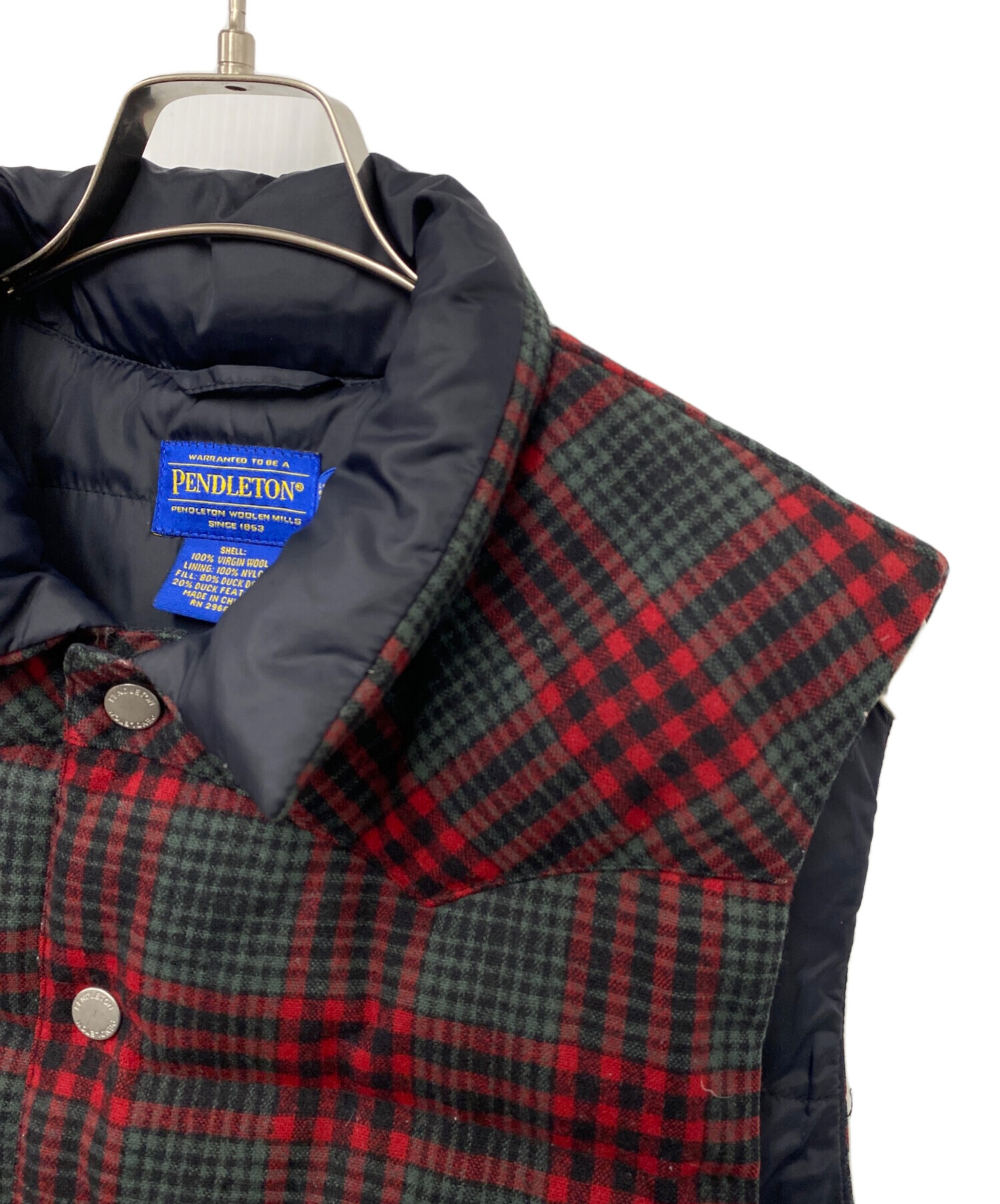 中古・古着通販】PENDLETON (ペンドルトン) ダウンベスト レッド 中古・古着通販】PENDLETON (ペンドルトン) ダウンベスト レッド