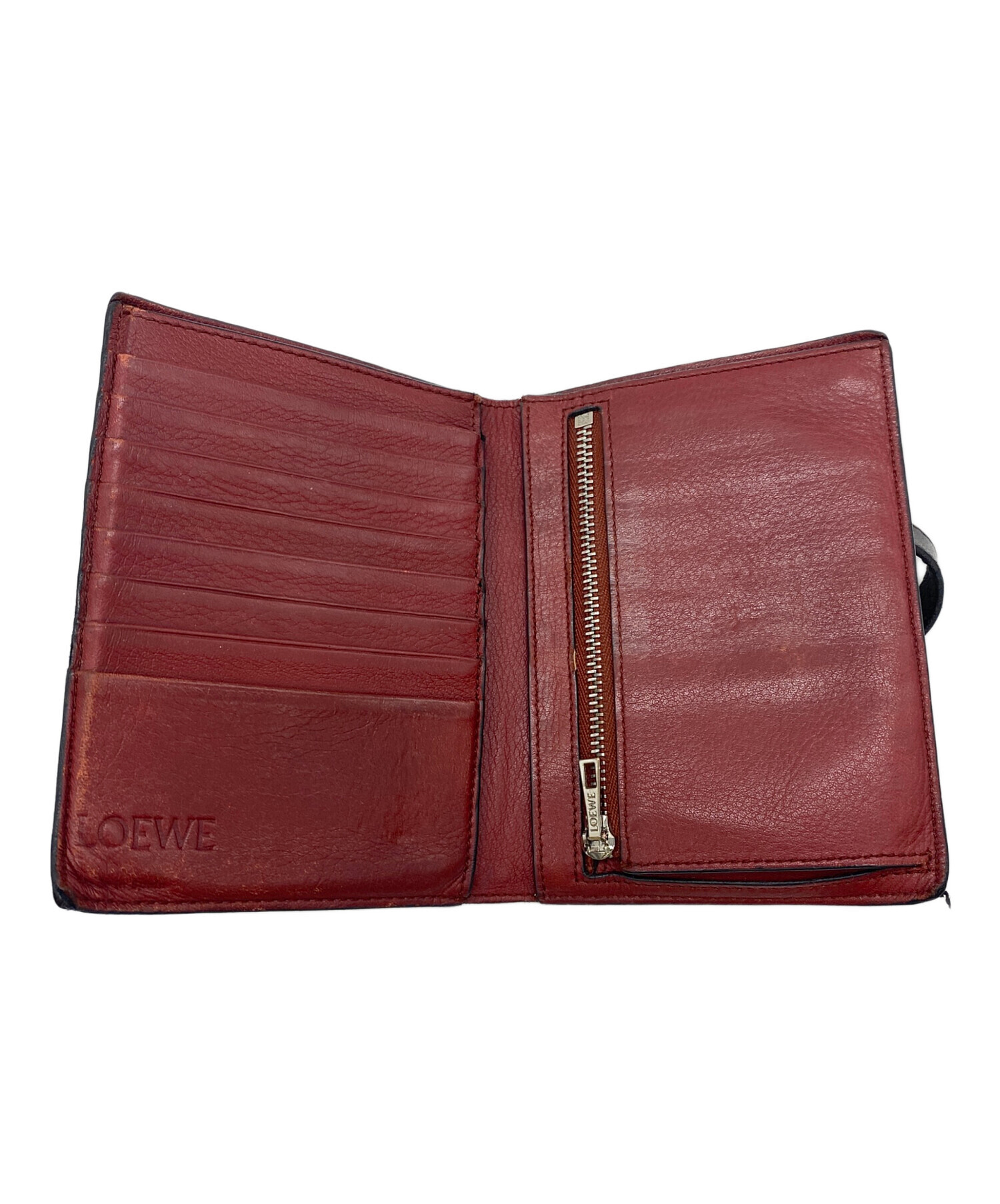 中古・古着通販】LOEWE (ロエベ) 2つ折り財布 ブラック×レッド