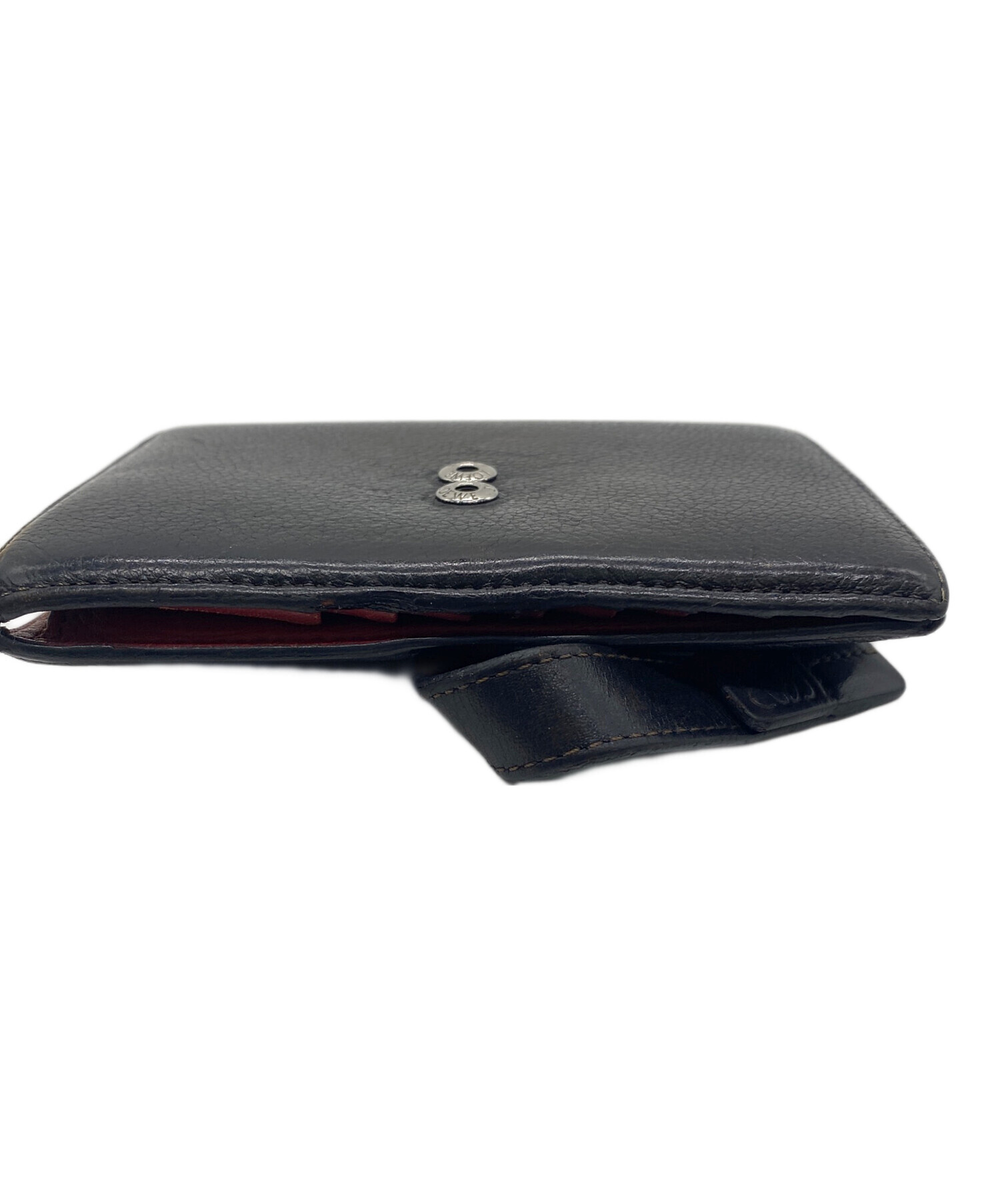 LOEWE ロエベ 財布・ケース  黒 【古着】【中古】【送料無料】 中古・古着通販】LOEWE (ロエベ) 2つ折り財布 ブラック×レッド