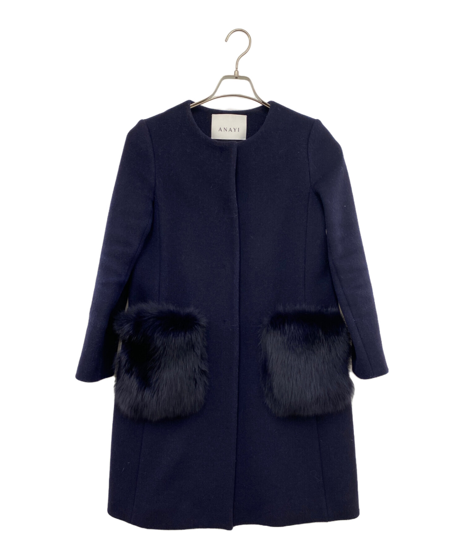 中古・古着通販】ANAYI (アナイ) コート ネイビー サイズ:36｜ブランド