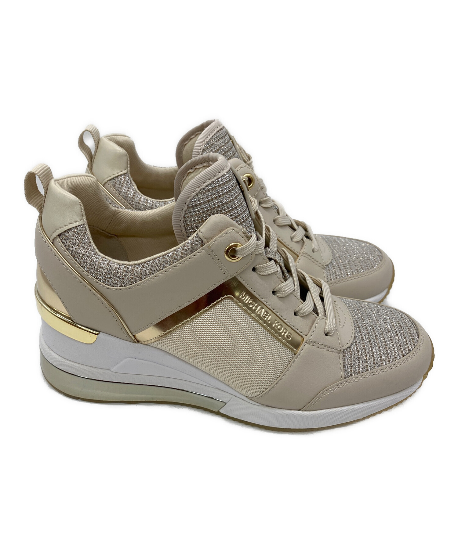 MICHAEL KORS ベージュ/ゴールド/ホワイト 厚底スニーカー36 MICHAEL KORS ベージュ/ゴールド/ホワイト 厚底スニーカー36 MICHAEL