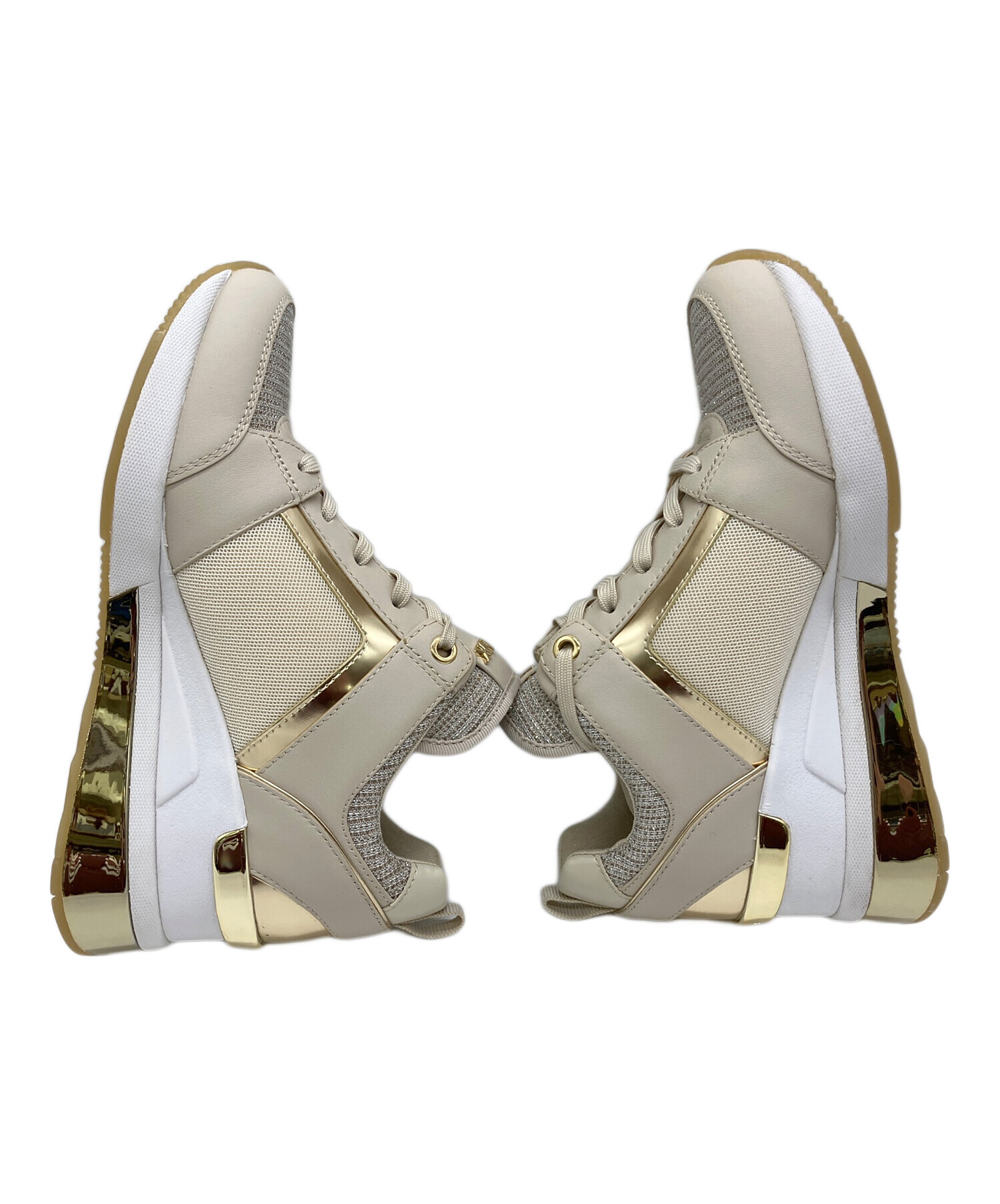 MICHAEL KORS ベージュ/ゴールド/ホワイト 厚底スニーカー36 MICHAEL KORS ベージュ/ゴールド/ホワイト 厚底スニーカー36 MICHAEL