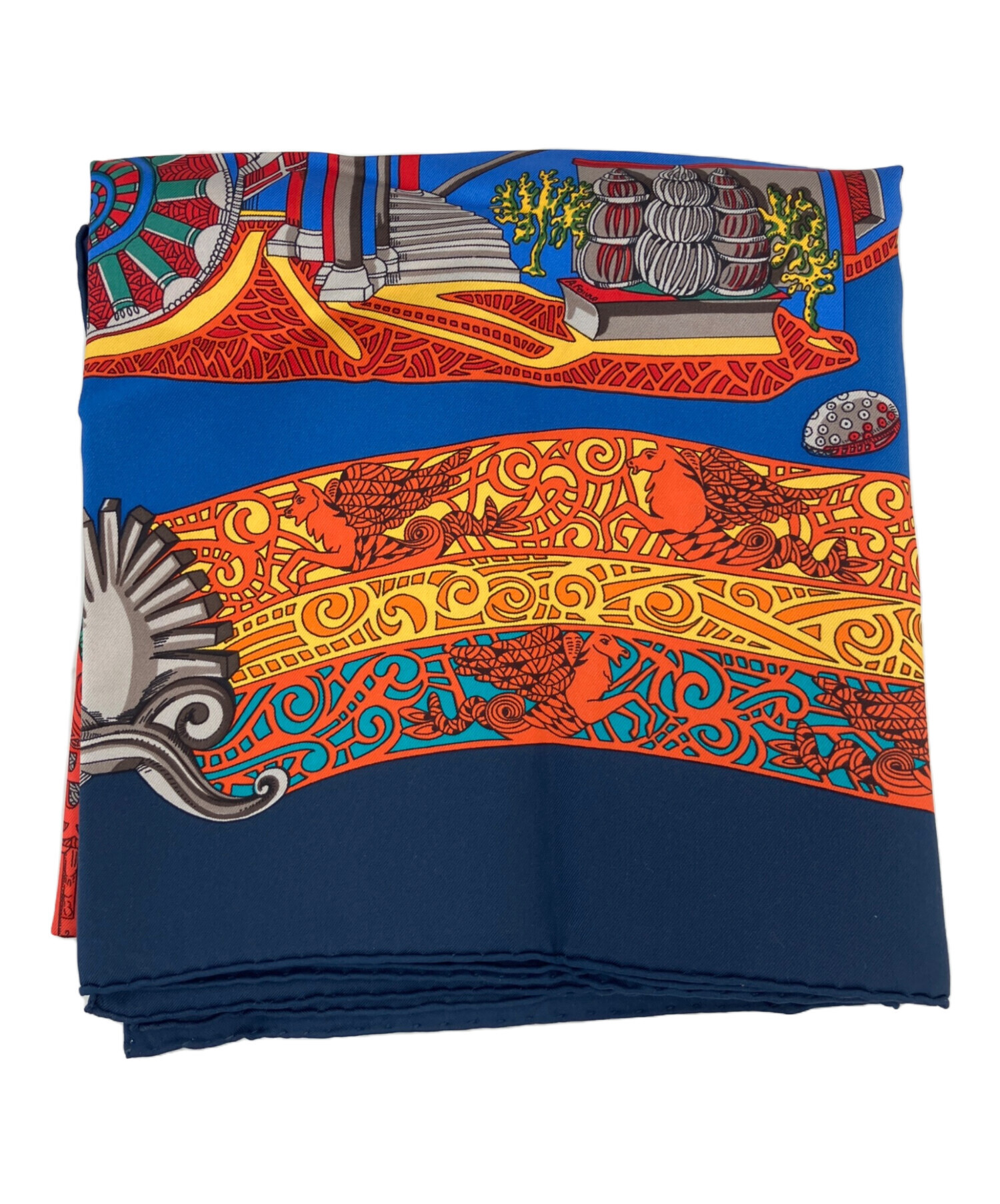 中古・古着通販】HERMES (エルメス) シルクスカーフ ネイビー