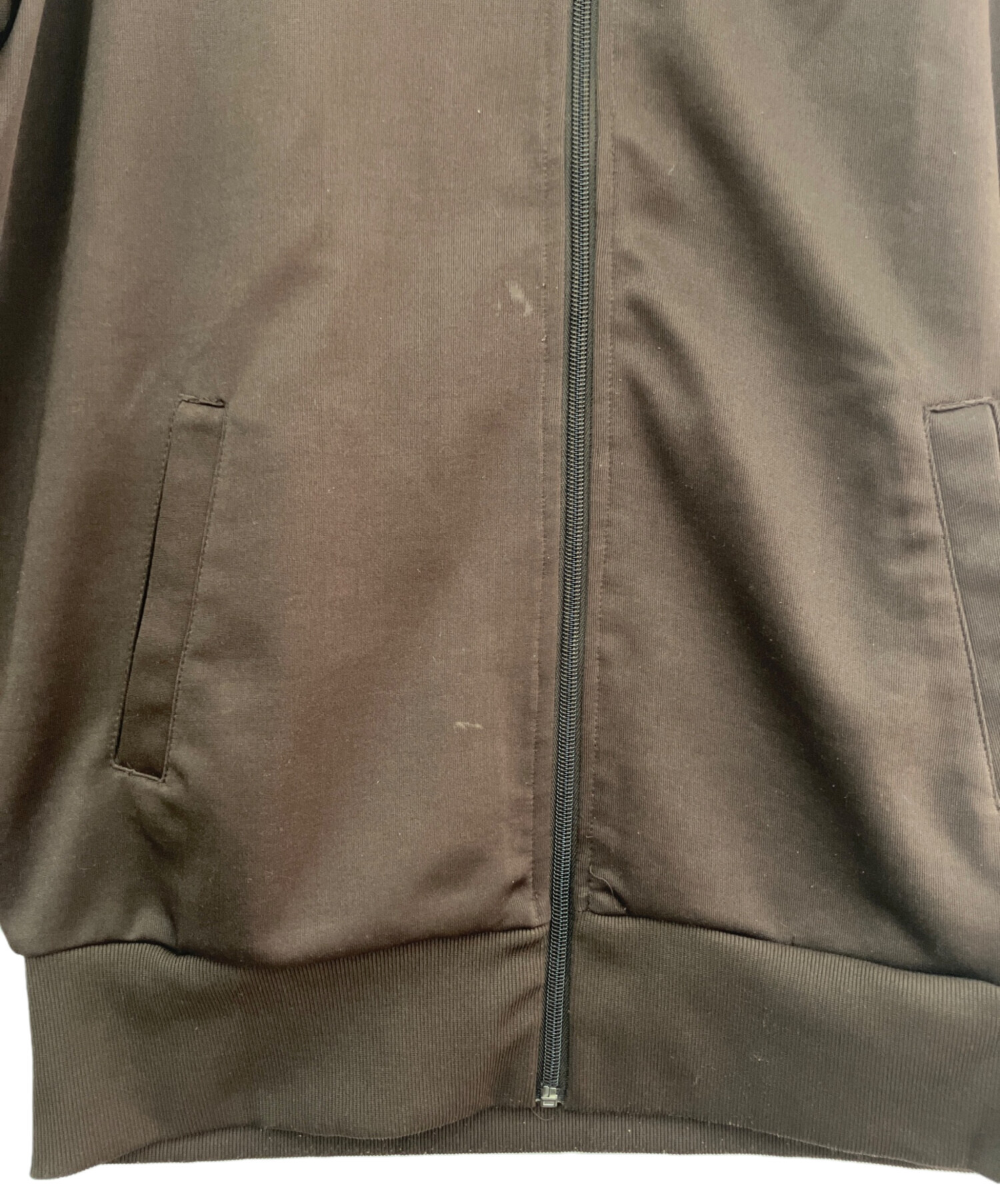 adidas 古着再構築　リメイクデニムブルゾン　トラックジャケット　ブラウン adidas 古着再構築 リメイクデニムブルゾン トラックジャケット ブラウン