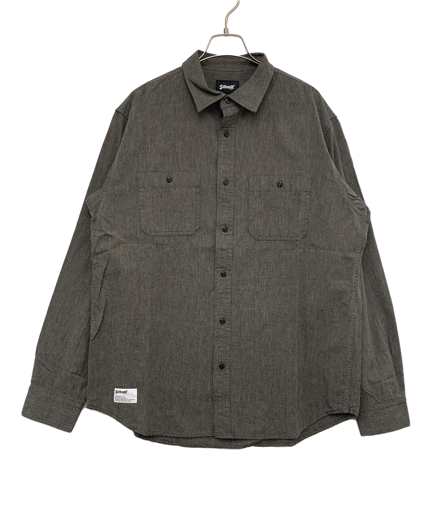 【美品】 Schott 長袖シャツ L 中古・古着通販】Schott (ショット) 長袖シャツ グレー サイズ:XL 未