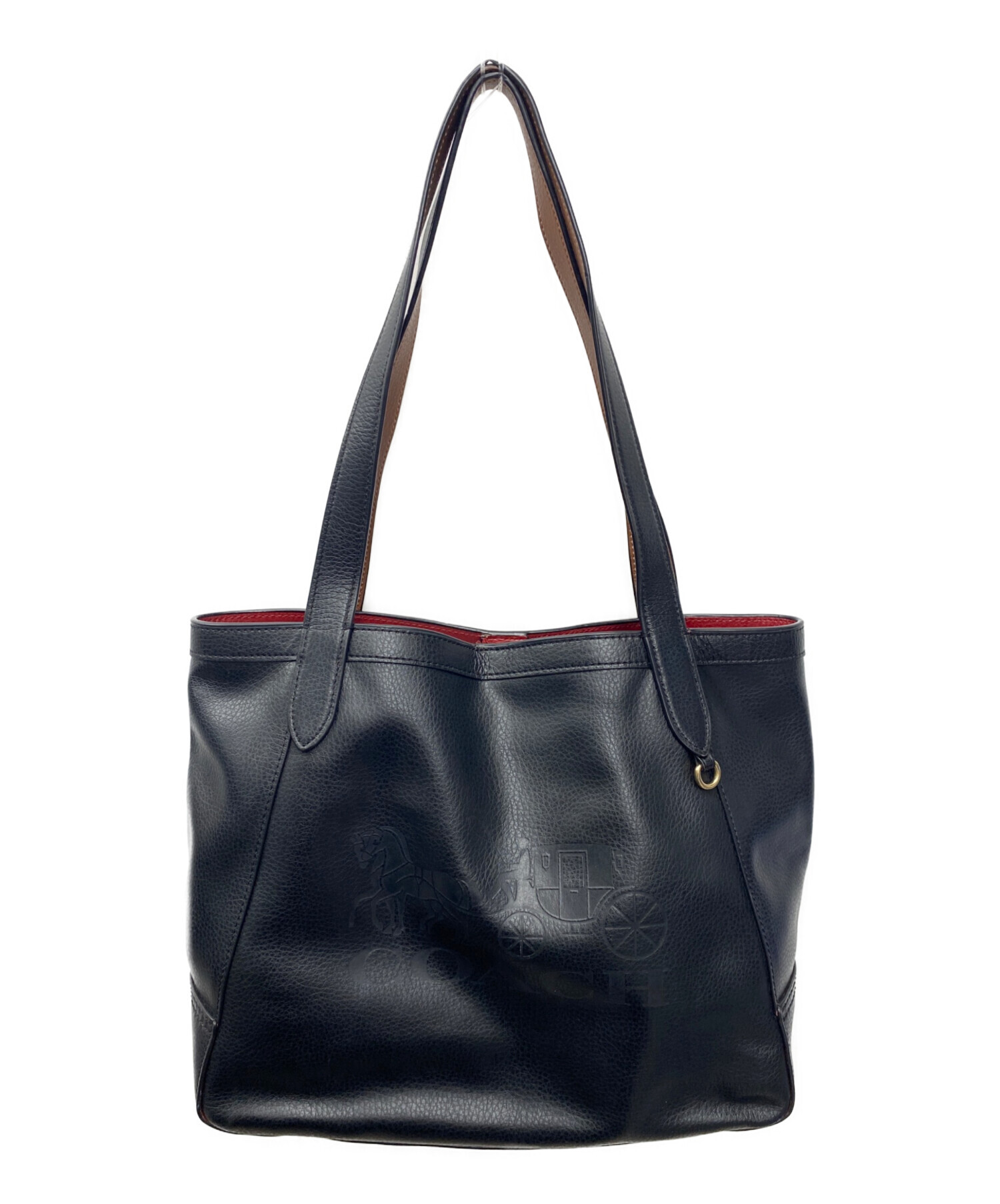 中古・古着通販】COACH (コーチ) トートバッグ ブラック×レッド 中古・古着通販】COACH (コーチ) トートバッグ ブラック×レッド