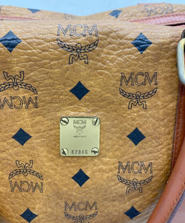 MCM ロゴプリント ボストンバッグ 中古・古着通販】MCM (エムシーエム) ミニボストンバッグ ブラウン
