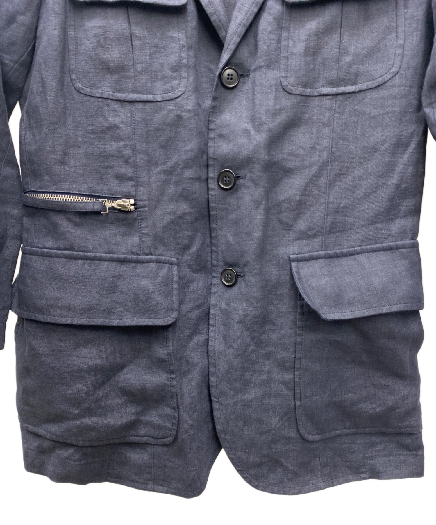 中古・古着通販】Belvest (ベルヴェスト) リネンジャケット ネイビー