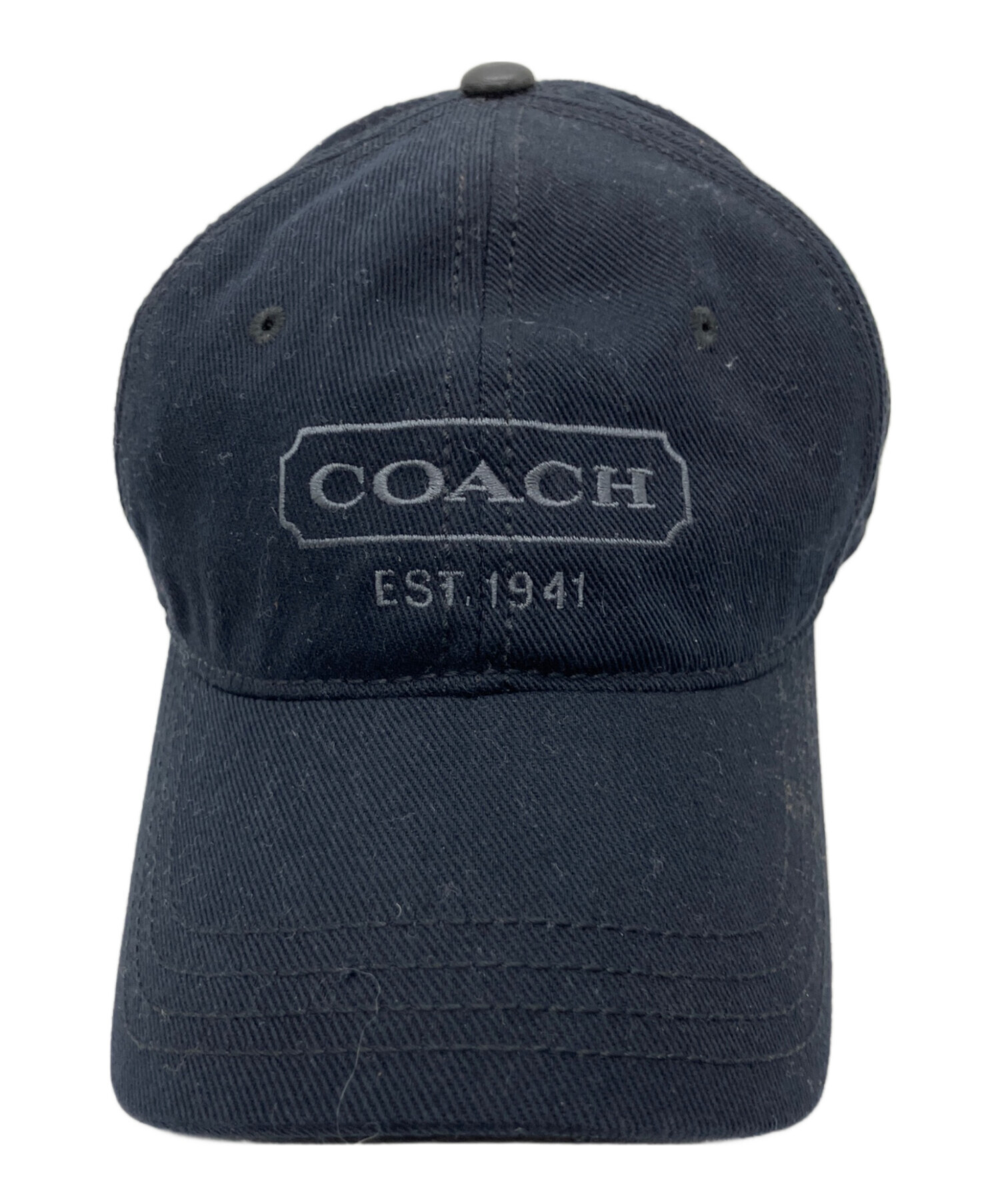 中古・古着通販COACH (コーチ) レザーパッチ キャップ ブラック COACH