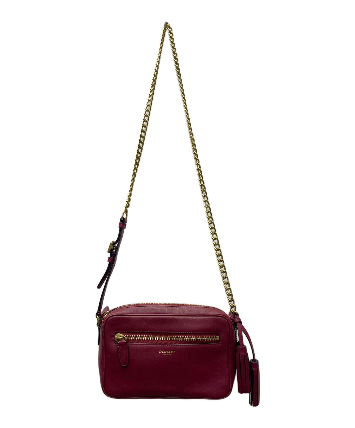 中古・古着通販】COACH (コーチ) チェーンショルダーバッグ レッド