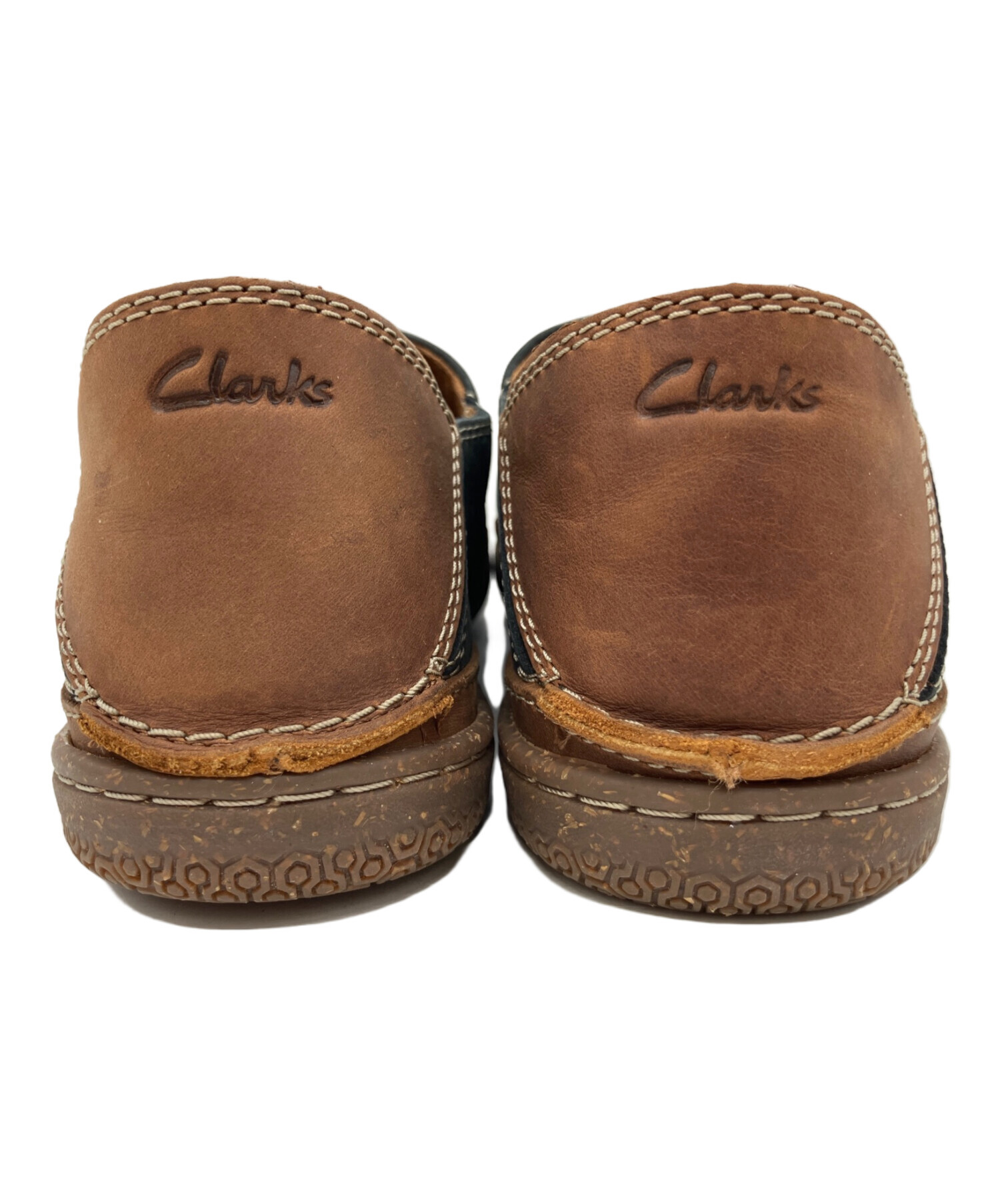 中古・古着通販】CLARKS (クラークス) スリッポン ネイビー×ブラウン