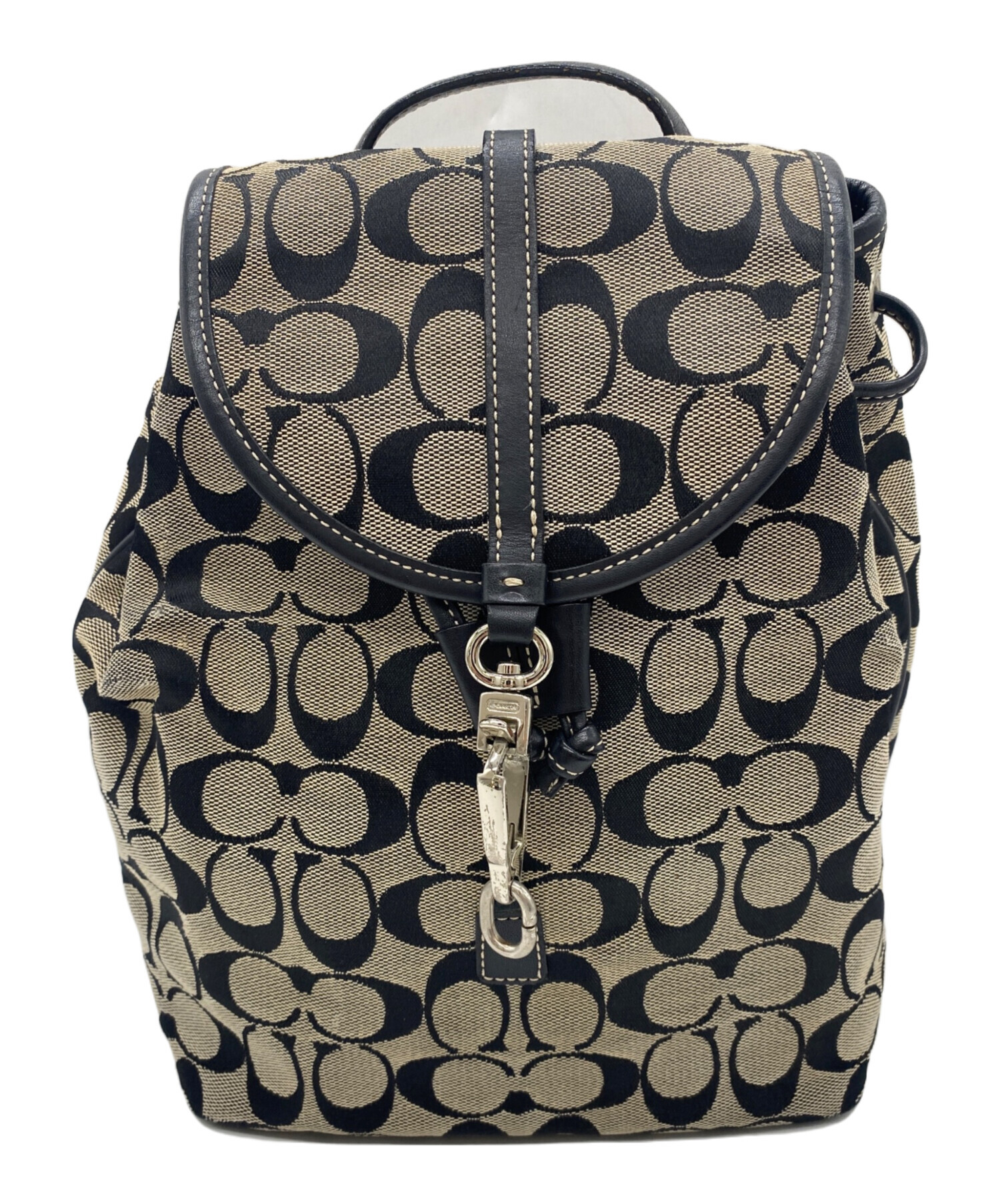 中古・古着通販】COACH (コーチ) リュック ブラック×ベージュ