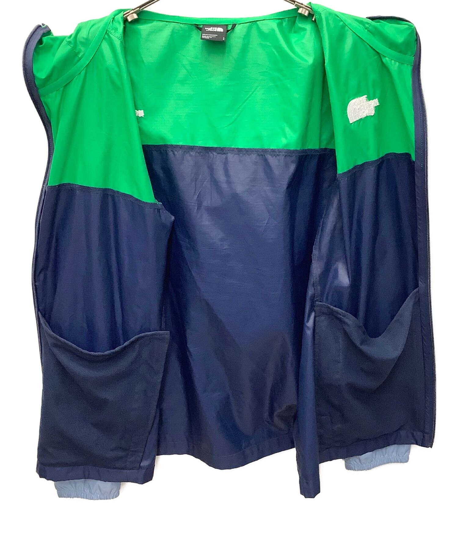 【新品】THE NORTH FACE ナイロンジャケット Lネイビー/グリーン 中古・古着通販】THE NORTH FACE (ザ ノース フェイス) シェル