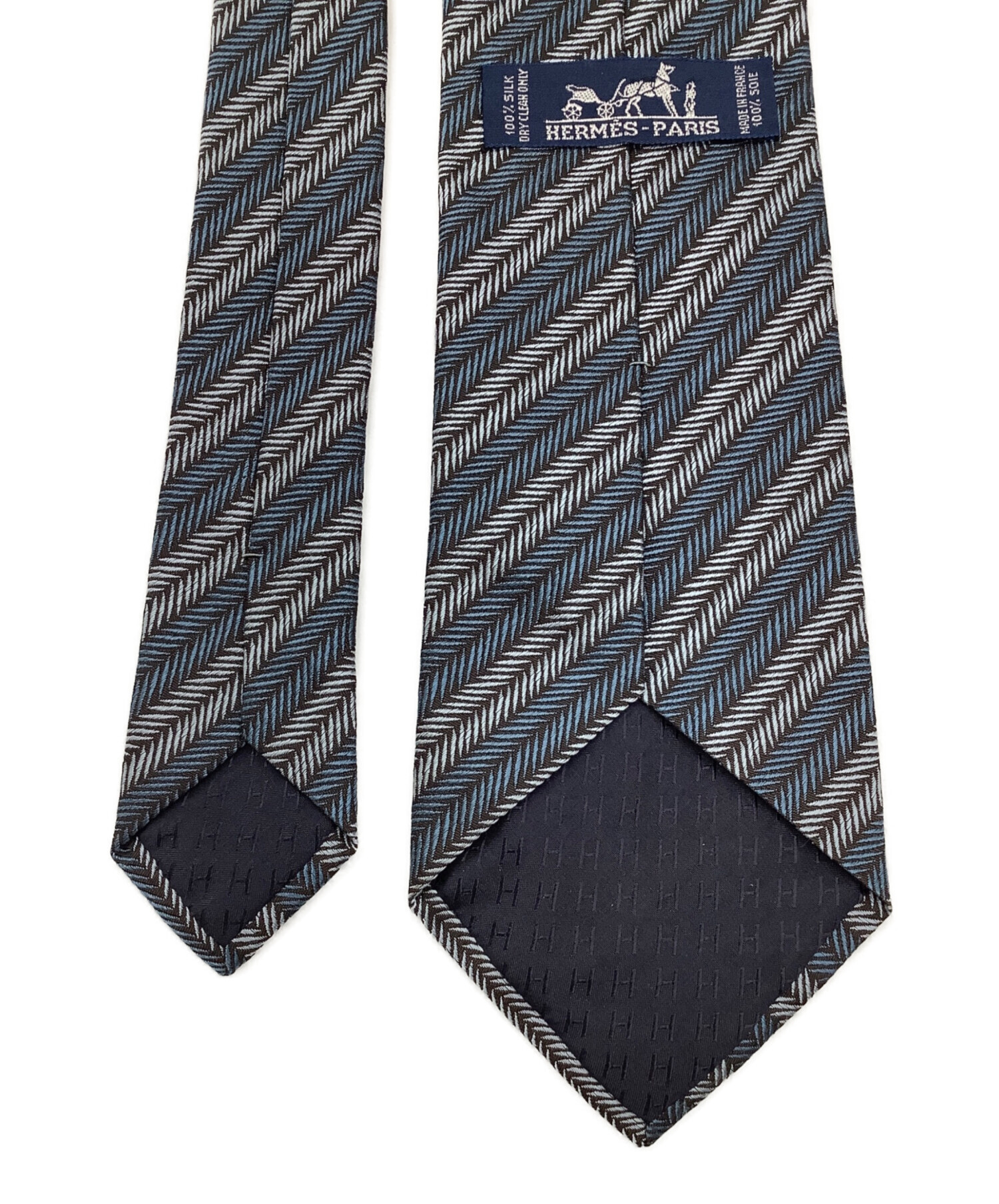 中古・古着通販】HERMES (エルメス) シルクネクタイ ブルー×グレー