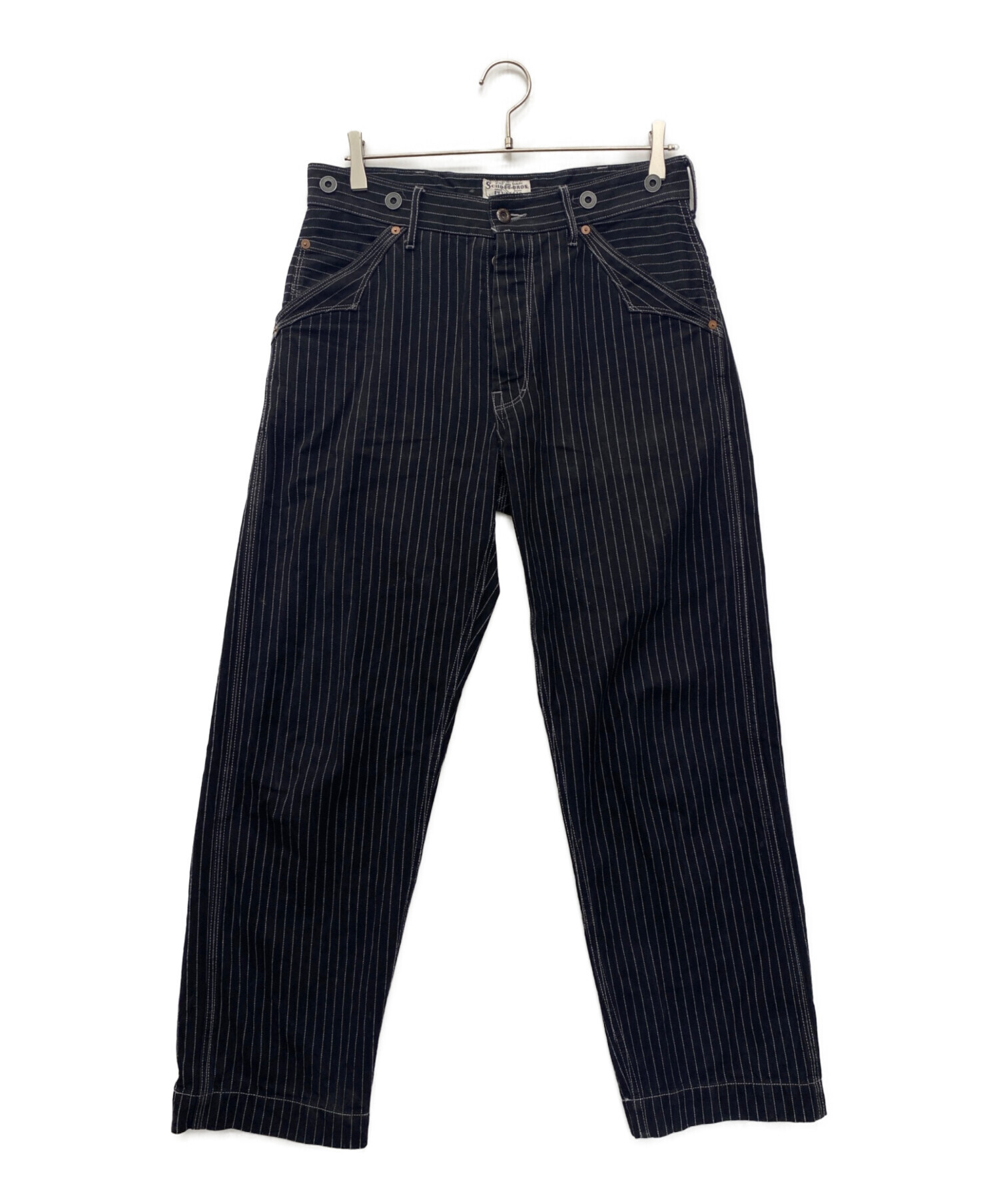 Schott Bros. ストライプデニムパンツ 32サイズ 中古・古着通販】SCHOTT BROS. (ショット) デニムパンツ ブラック