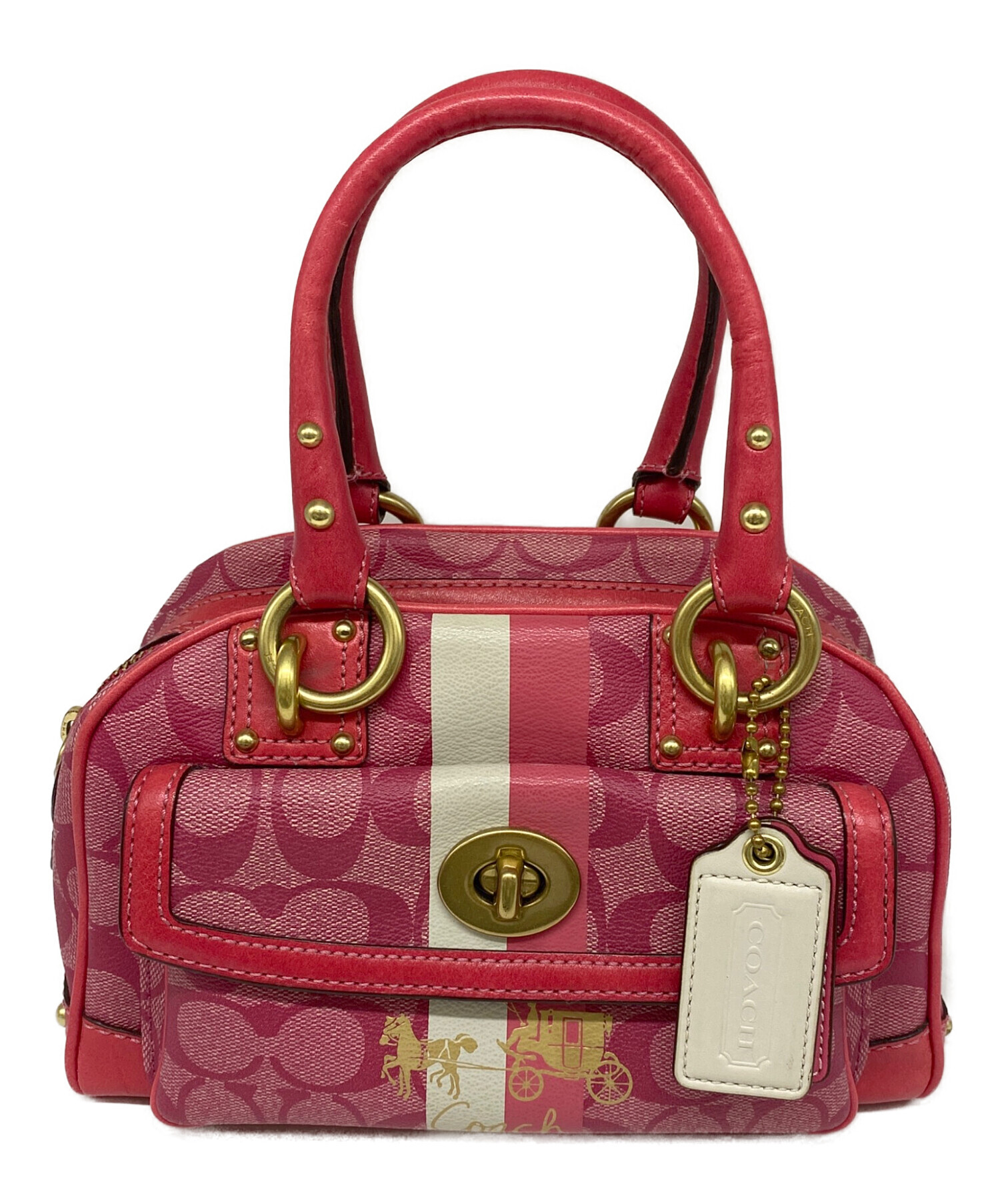 J*0様 COACH ピンク ヴィンテージ ハンドバッグ 中古・古着通販】COACH (コーチ) ハンドバッグ ピンク｜ブランド・古着