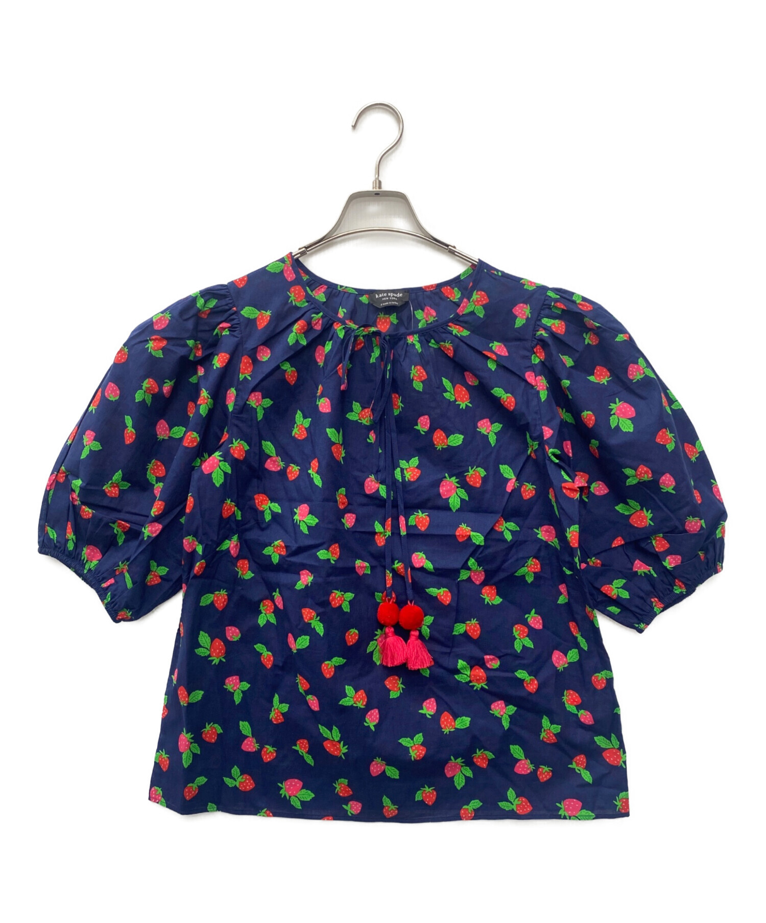 中古・古着通販】Kate Spade (ケイトスペード) 半袖ブラウス ネイビー
