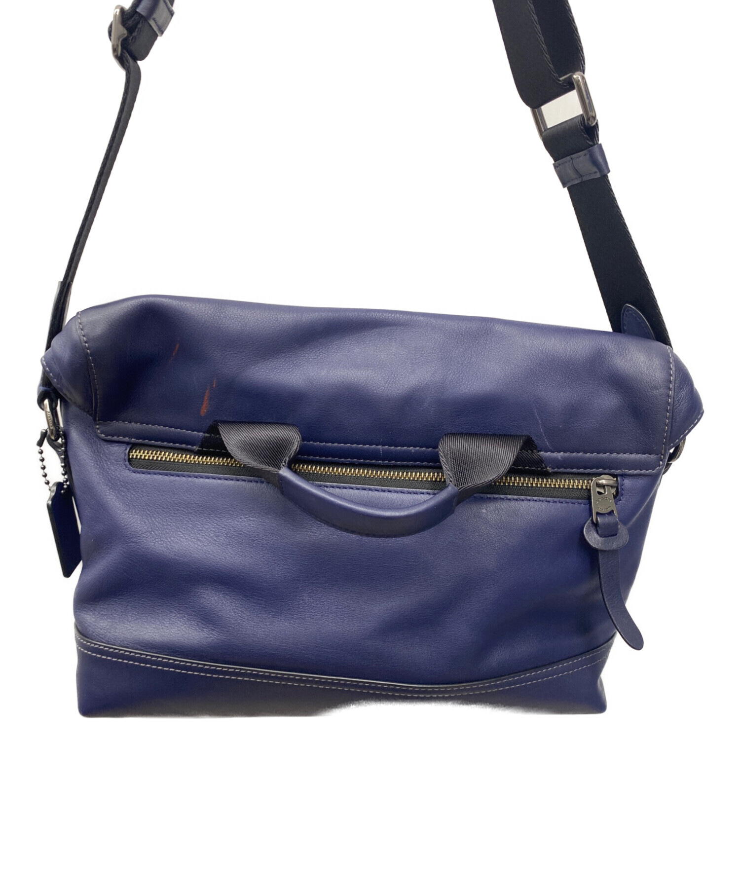 COACH メッセンジャーバッグ ベージュ/ネイビー 中古・古着通販】COACH (コーチ) メッセンジャーバッグ ネイビー