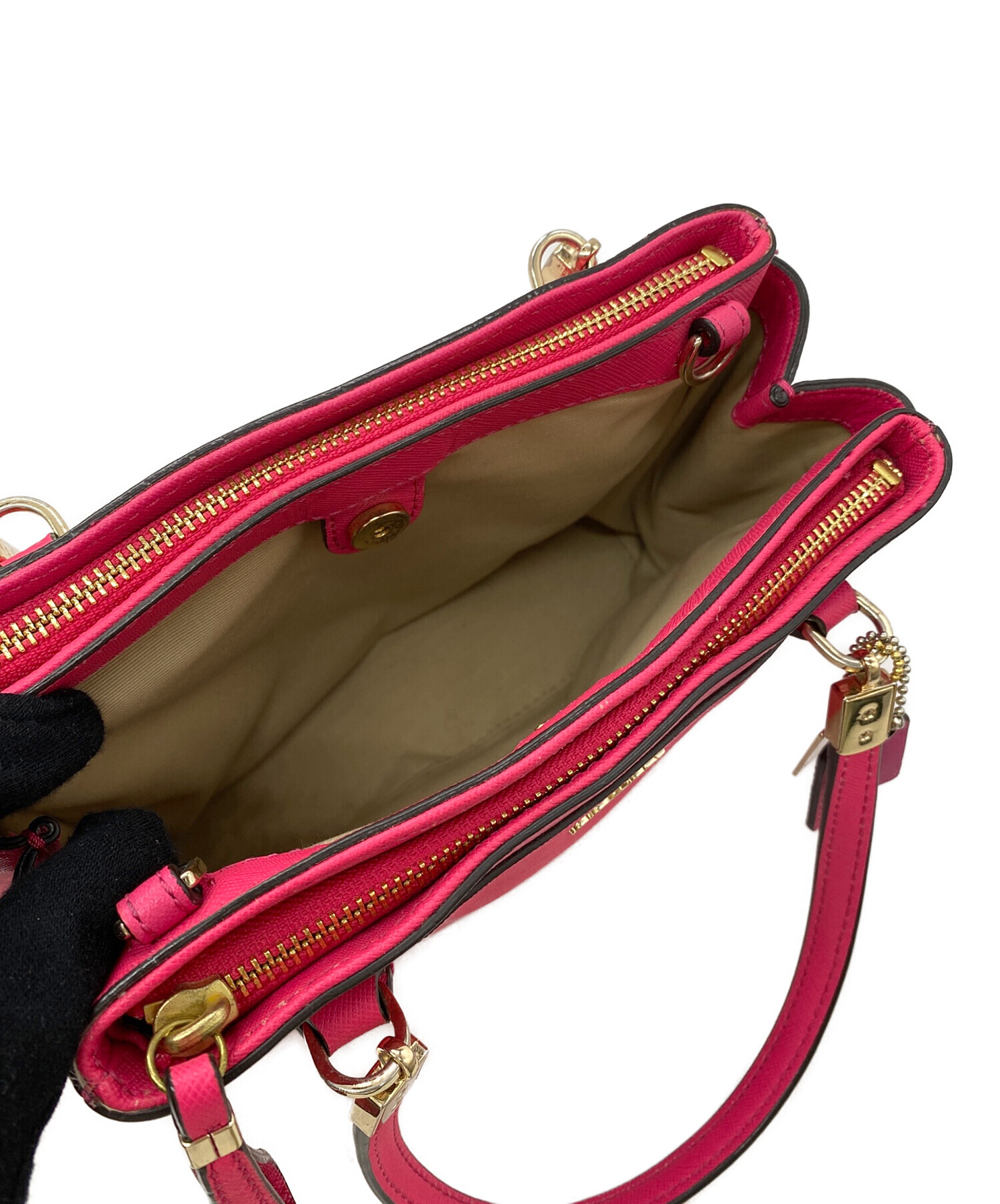 中古・古着通販】COACH (コーチ) 2WAYバッグ ショッキングピンク
