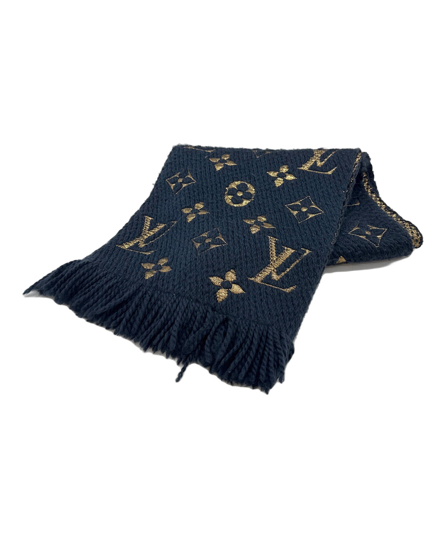 LOUIS VUITTON ネイビー マフラー ウール100% 中古・古着通販】LOUIS VUITTON (ルイ ヴィトン) マフラー ネイビー