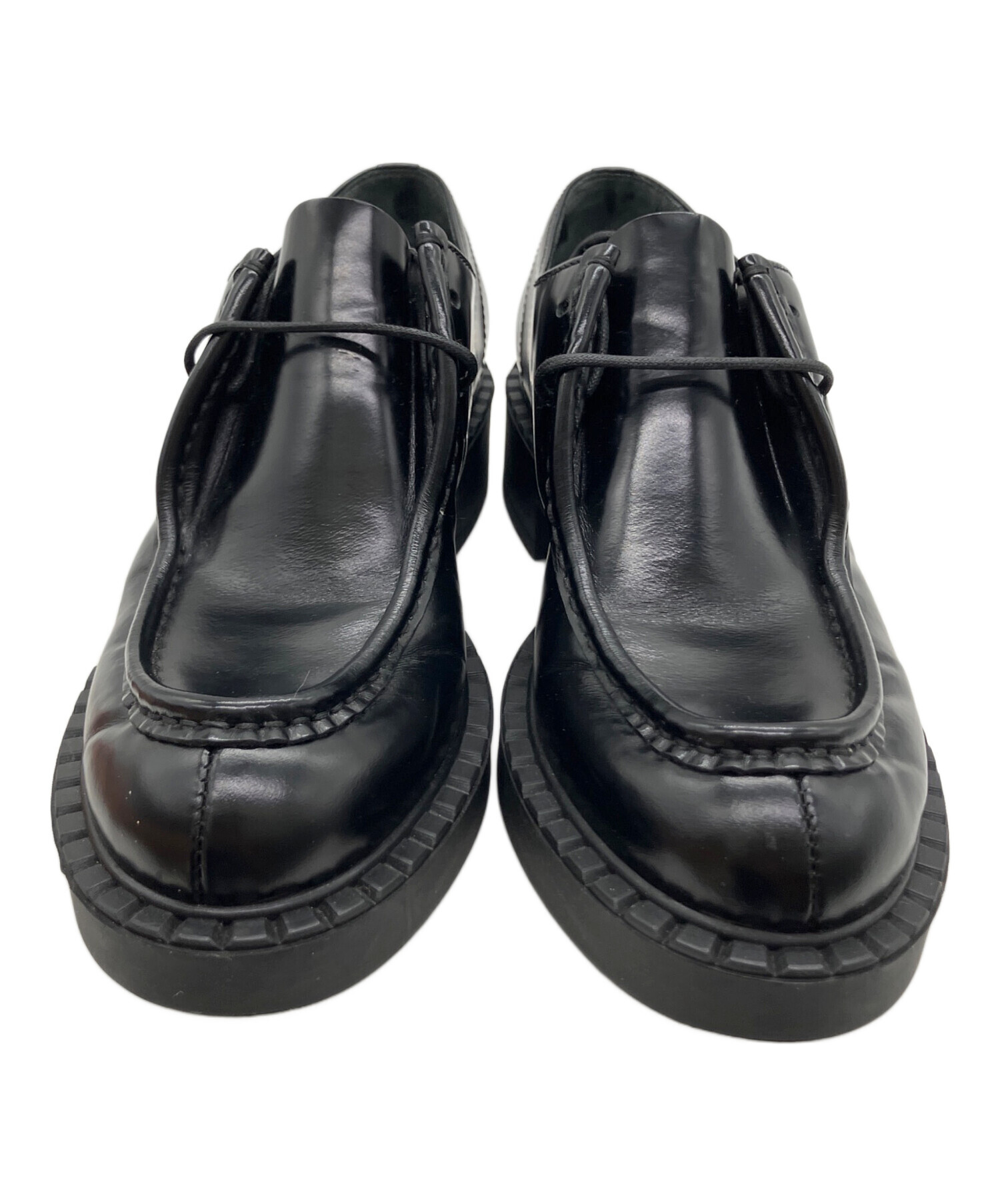 PRADA ブラック ローファー　36 中古・古着通販】PRADA (プラダ) レースアップローファー ブラック